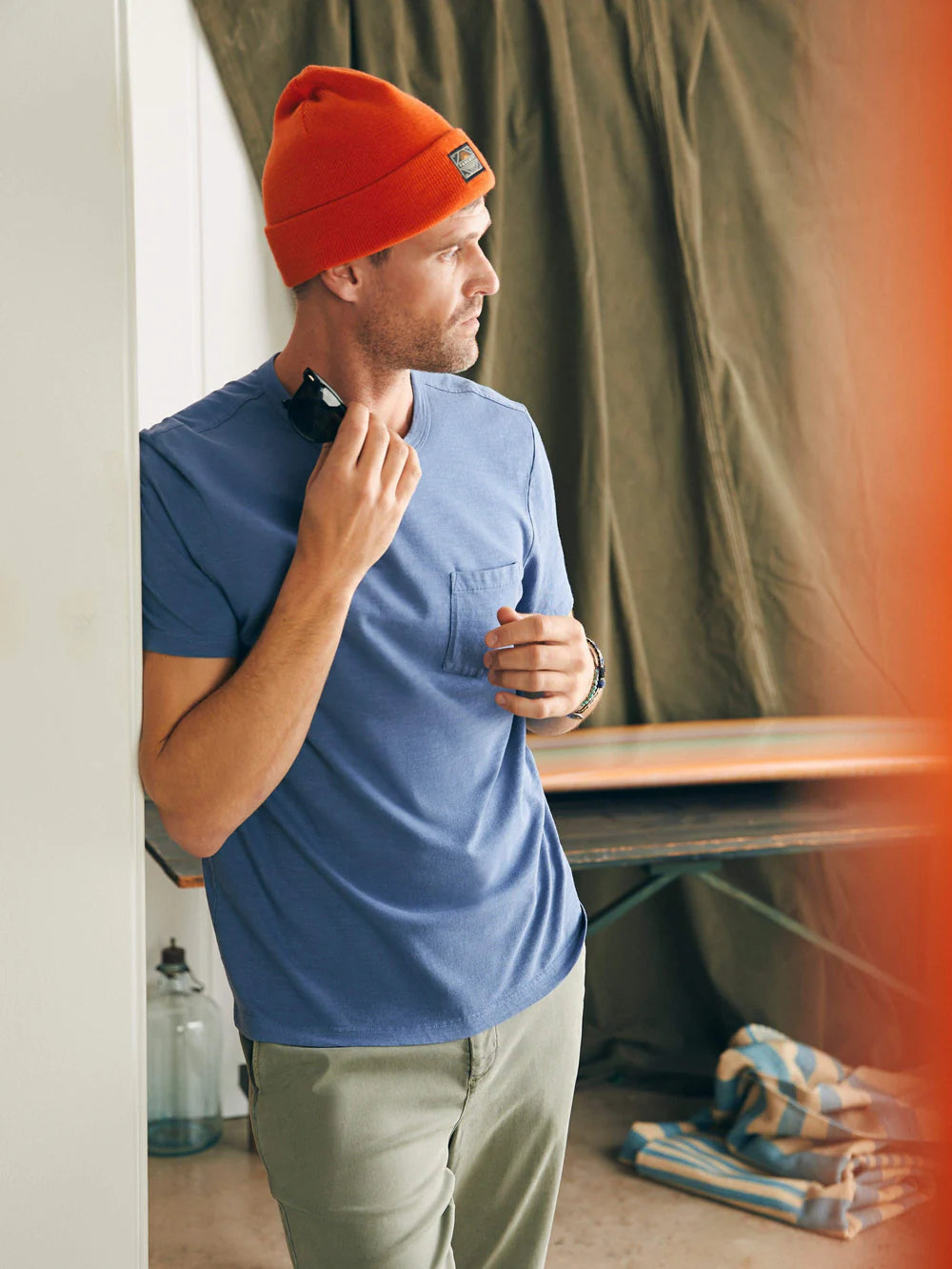 FAHERTY Men's Sunwashed Pocket Short Sleeve T-Shirt - Soft Cotton Casual Tee for Summer, Beach, and Everyday Wear