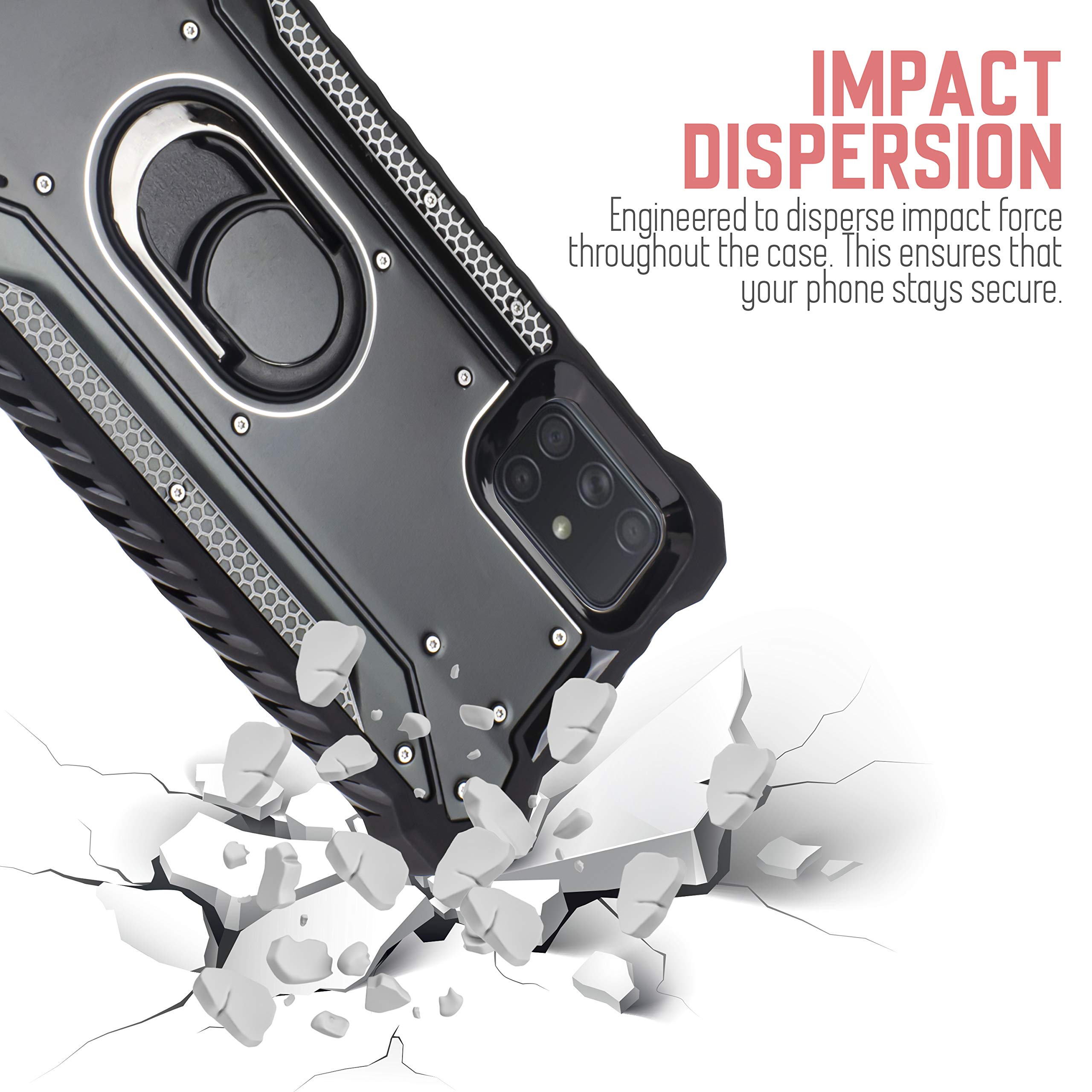 Samsung Galaxy A71 Magnetic Case with Ring Holder & Kickstand - Shockproof Cover for Daily Use