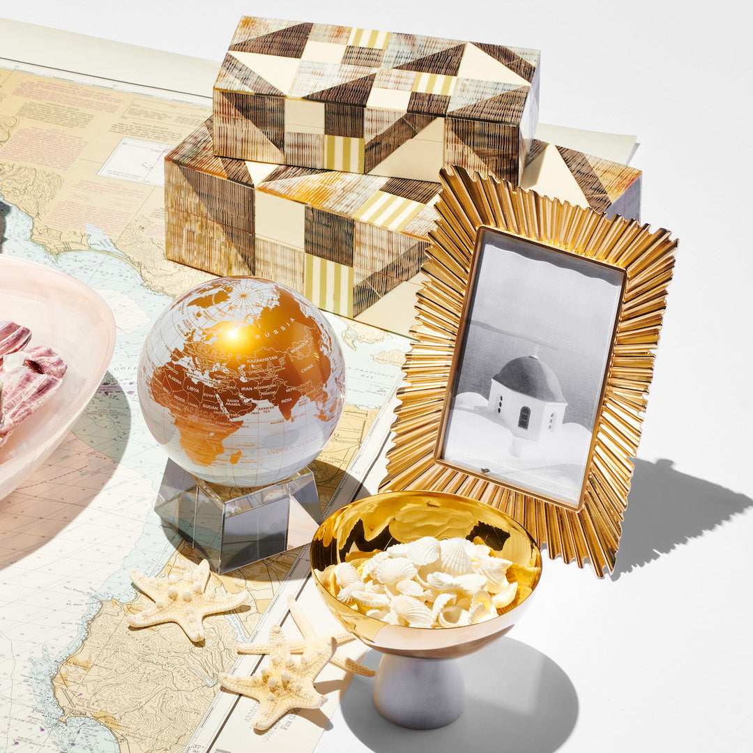 Premium Crystal Base World Globe with White Gold Accents - Perfect for Home Decor, Office Gifts & Educational Use