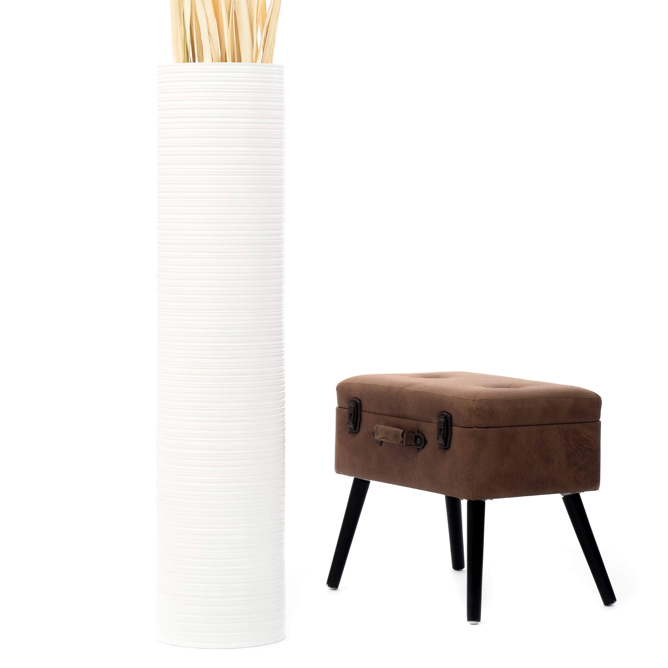 Leewadee 43 Inch Large White Wooden Floor Vase - Farmhouse Decor for Flowers, Fake Plants & Pampas Grass | Perfect for Living Room, Entryway & Wedding Centerpieces