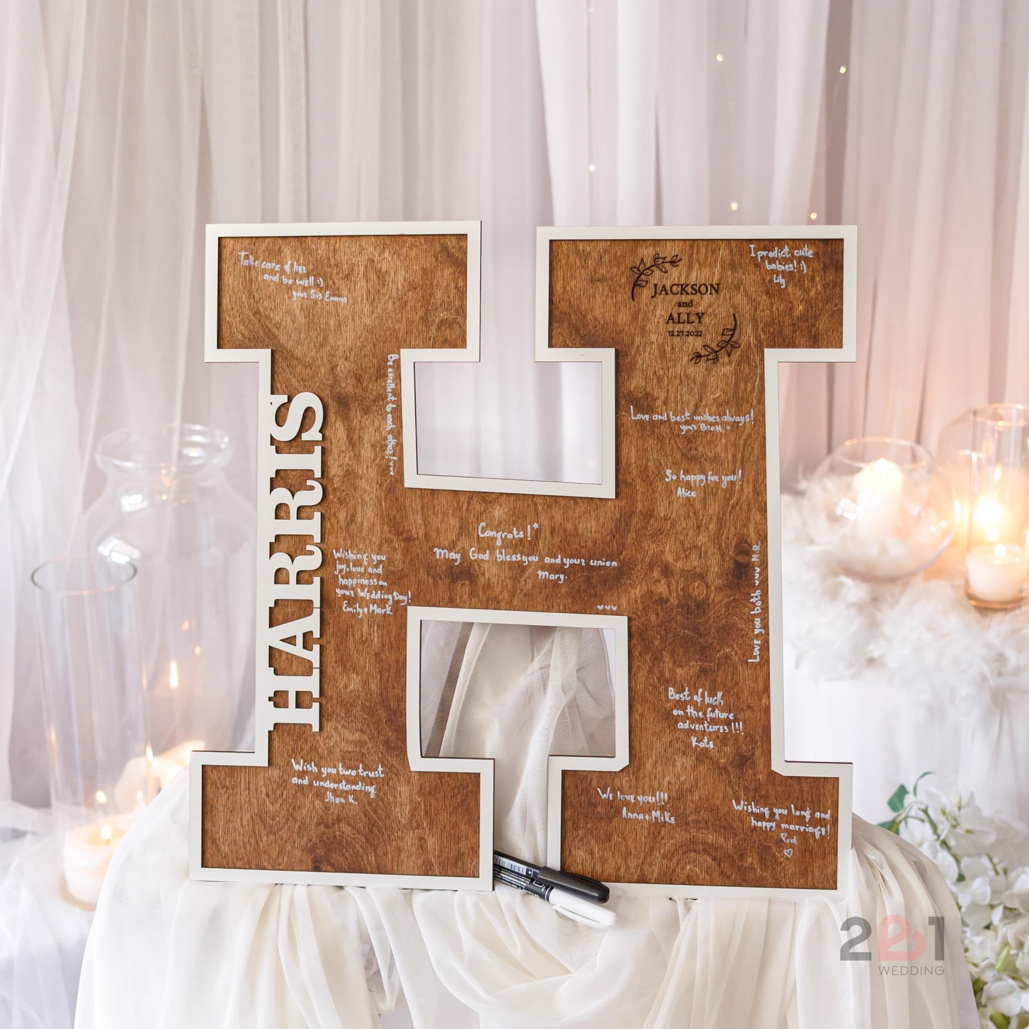 Personalized Wooden Wedding Guest Book Sign - Rustic Wedding Decor for Ceremony, Reception & Bridal Shower - Unique Alternative to Traditional Guest Books - Perfect Wedding Gift for Couples & Home Decor