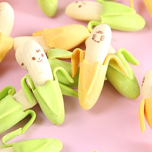 24-Pack Mini Banana Erasers - Detachable Fruit-Shaped Pencil Erasers for Kids, Students & Office Use - Fun School Supplies & Desk Organizer Accessories (Perfect for Classrooms, Homework & Gift Giving)