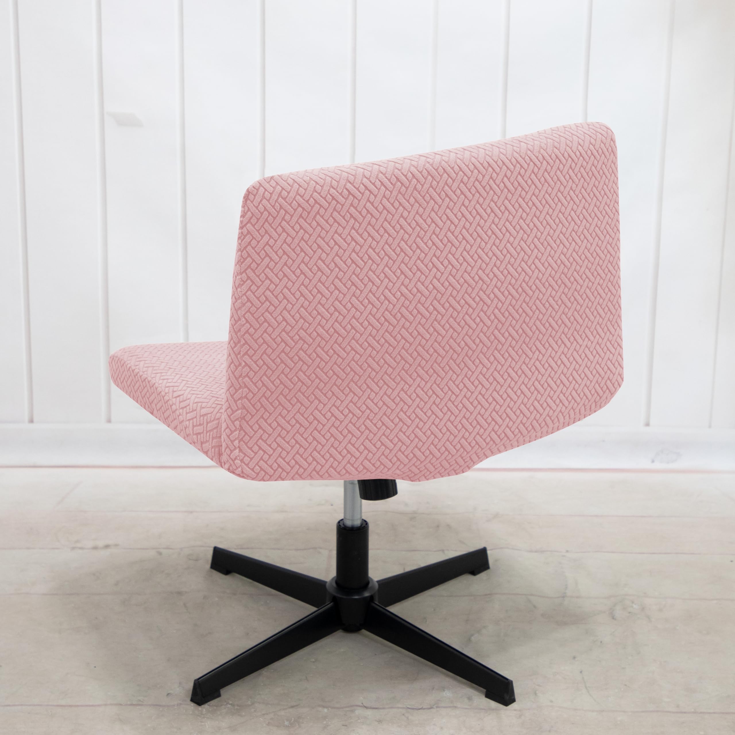 LiveGo Armless Chair Slipcover - Knitted Jacquard Office Desk Chair Cover, Modern Vanity & Computer Task Chair Cover, Mid Back Accent Chair Slipcover (Pink) - Perfect for Home Office, Study Room & Workspace Decor