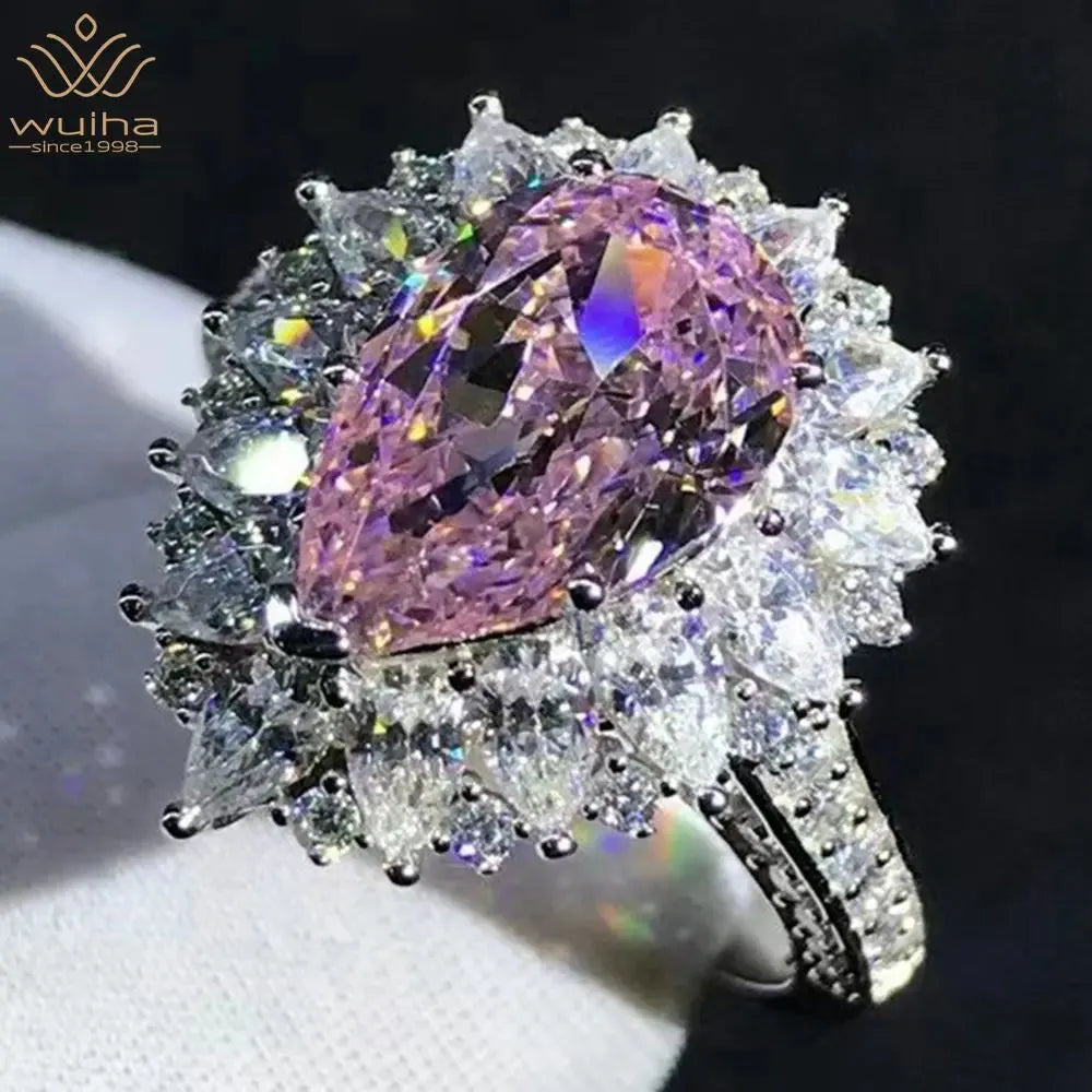 Luxury 925 Sterling Silver Pear 3EX 4CT VVS D Color Moissanite Engagement Ring for Women - Wedding, Proposal, Anniversary Gift - Fine Jewelry for Special Occasions