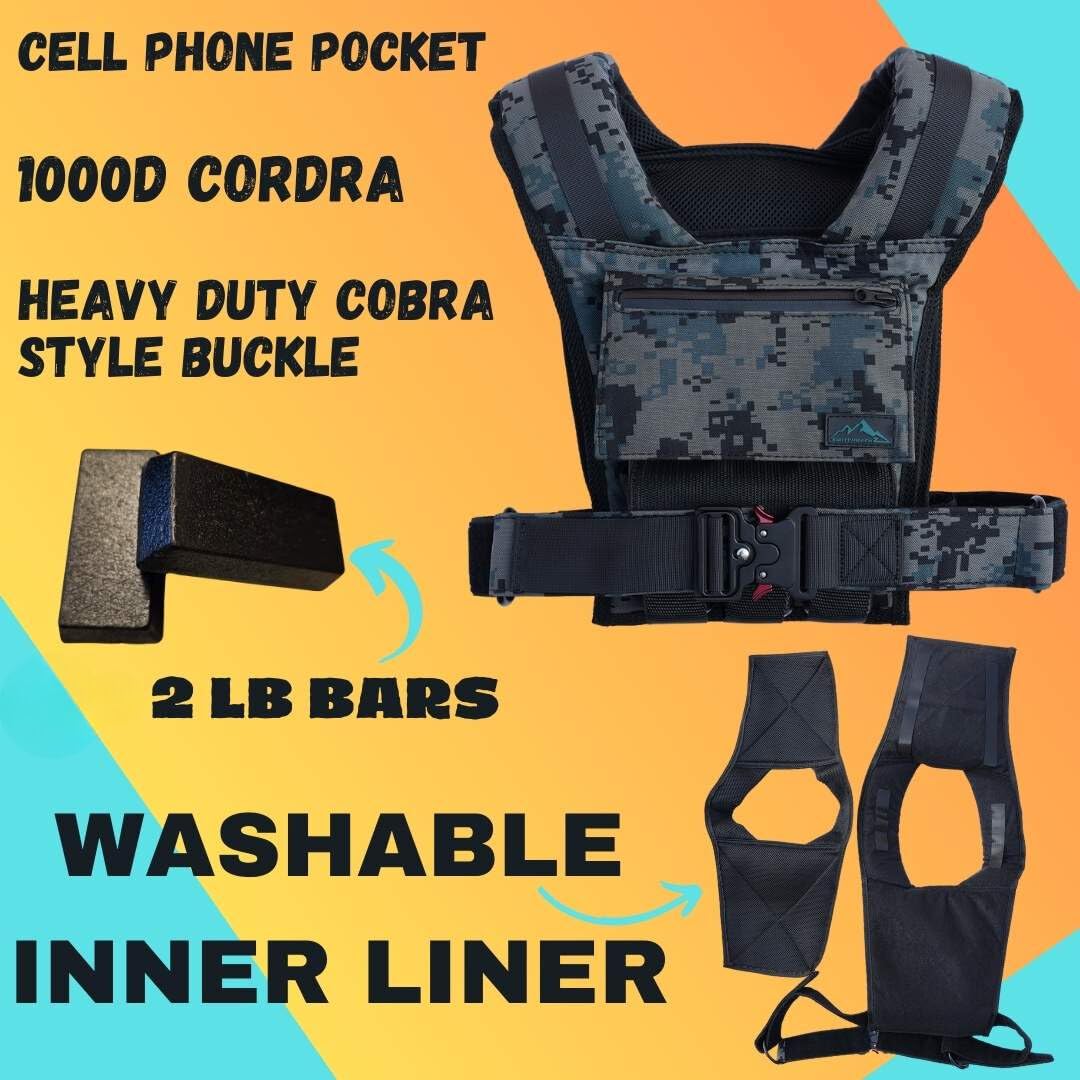 Adjustable Weighted Vest with Removable Iron Bars - 26lb Weight Vest for Men & Women with Washable Liner & Coble Style Buckle | 1000D Strength Training Workout Vest for Bodyweight, Running, Walking & CrossFit | Perfect for Home Gym, Outdoor Fitness & HIIT Training