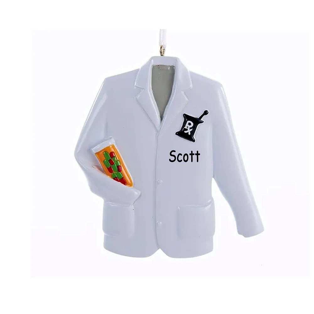 Custom Personalized Pharmacist Medical Coat Christmas Ornament with Name - Perfect Holiday Decoration for Nurses, Doctors & Healthcare Professionals