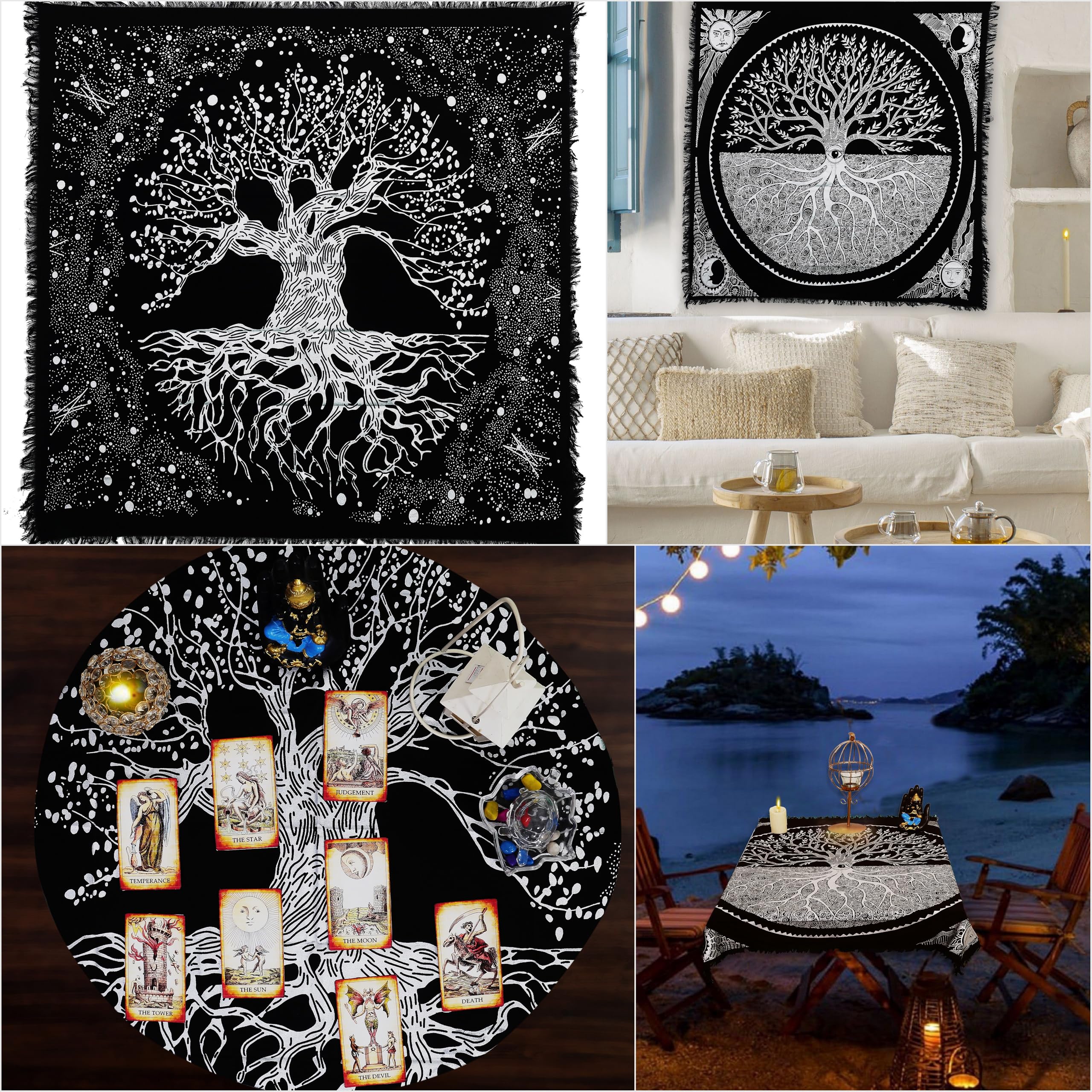 Tree of Life Altar Tapestry - 36x36 Inch Cotton Spiritual Tablecloth for Sacred Rituals, Celtic Knot Tarot Reading & Meditation Space Decor - Perfect for Yoga Studios, Wiccan Altars & Boho Home Decor