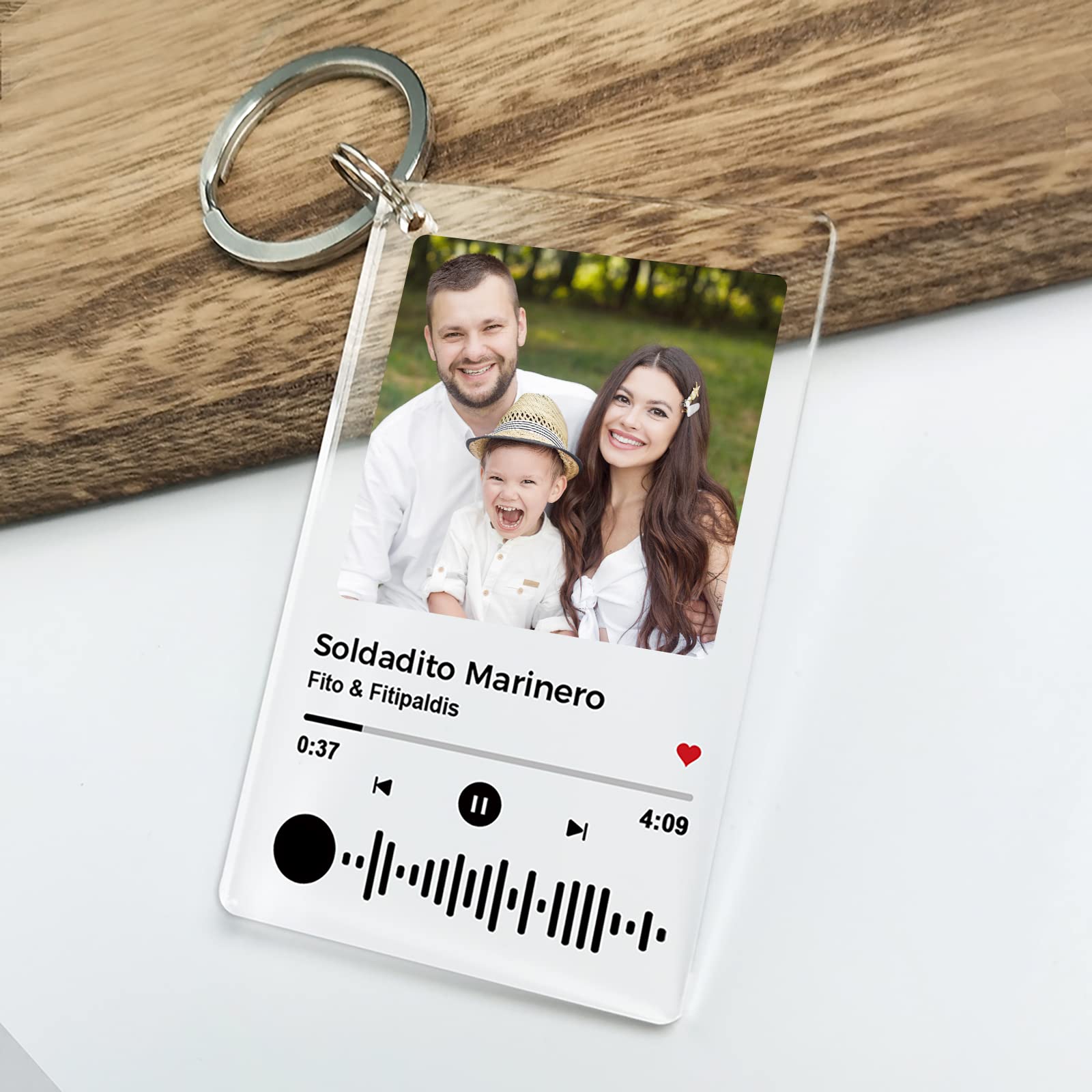 Custom Personalized Music Acrylic Keychain with Photo - Scannable Song Code - Engraved Name & Date - Perfect Gift for Anniversary, Birthday, Valentine's Day - Unique Music Lover Accessory for Keys, Bags & Backpacks