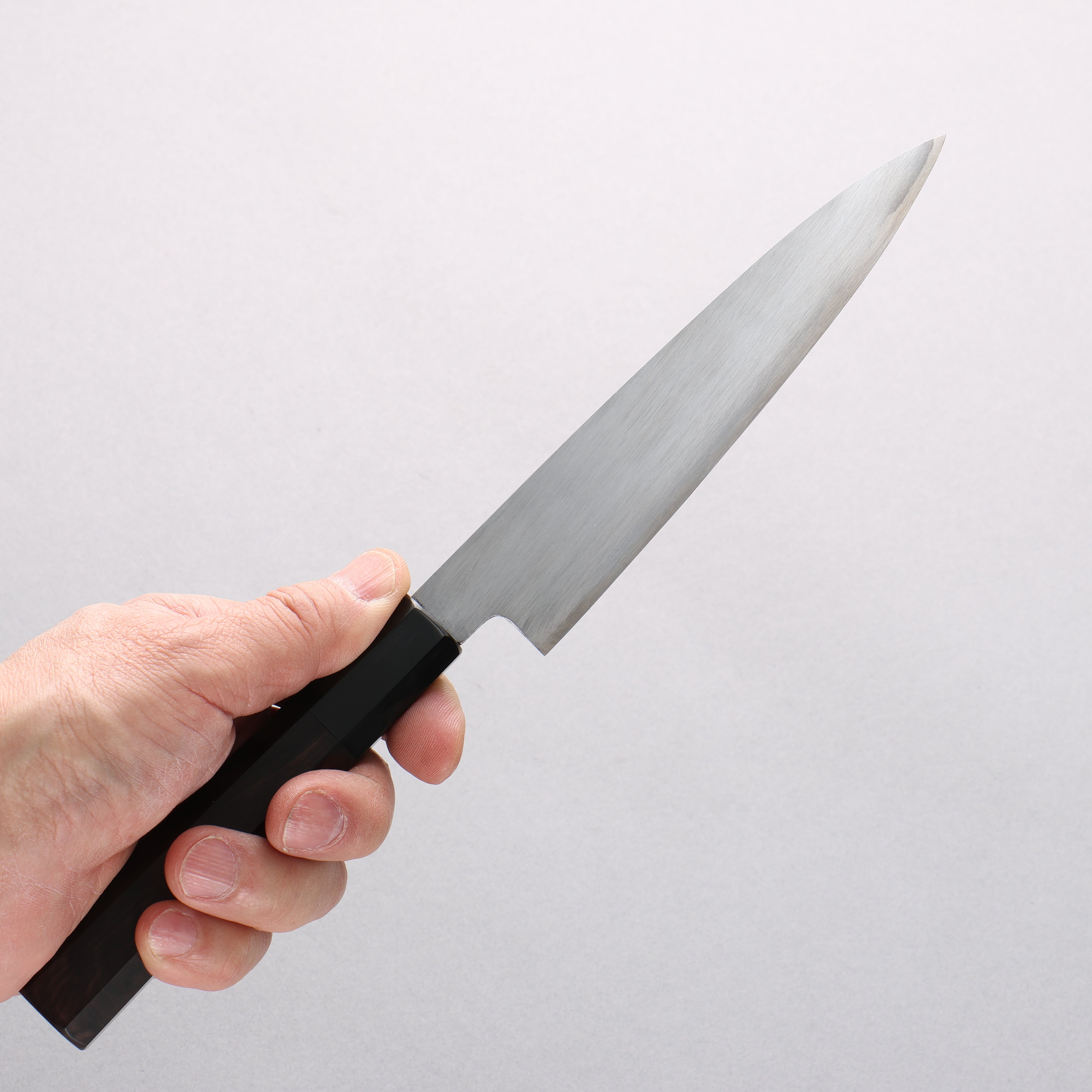 Minamoto Akitada White Steel No.2 Petty Utility Knife 150mm with Ebony Wood Handle - Perfect for Slicing, Peeling & Precision Kitchen Tasks