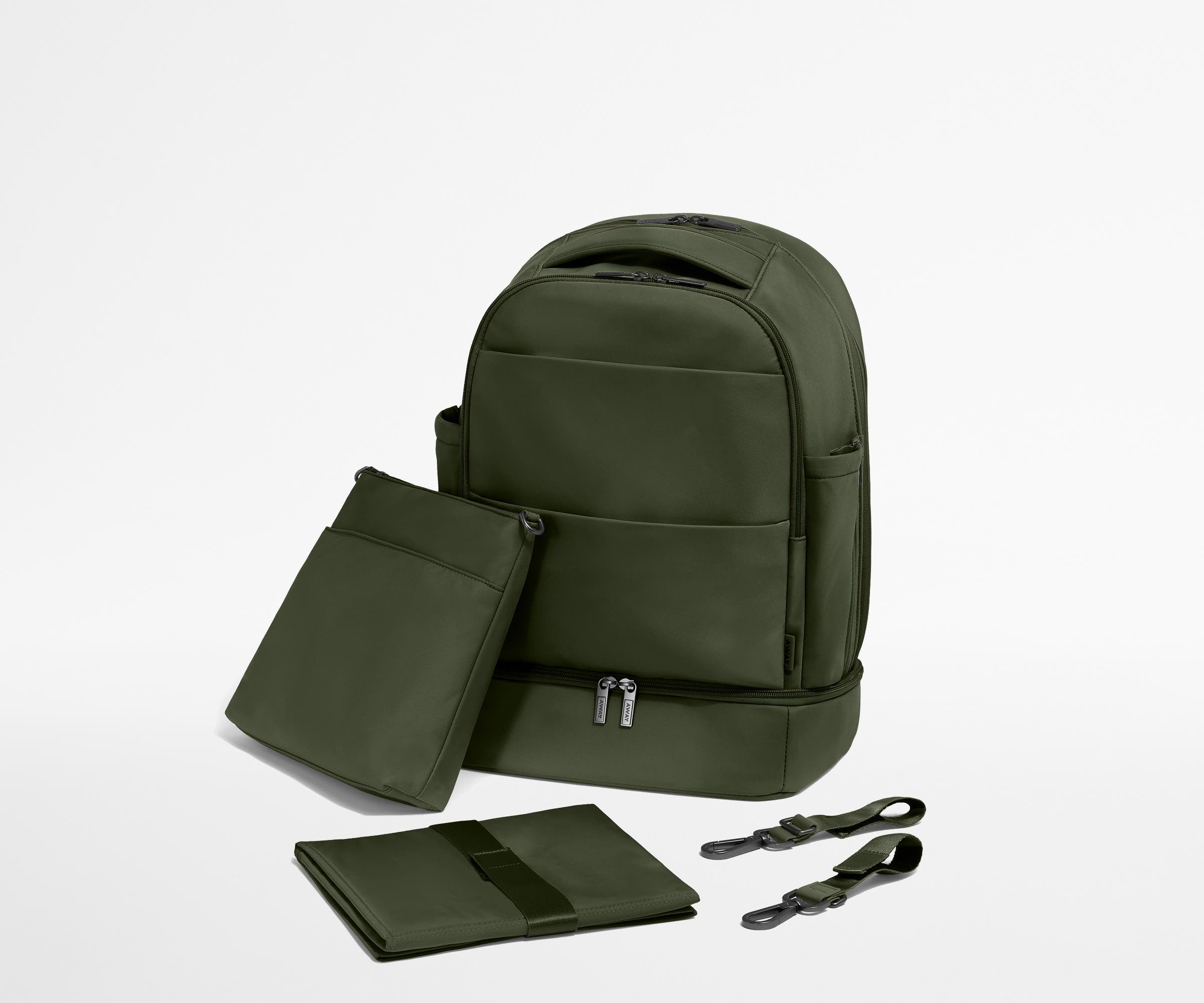 Premium Olive Green Double Diaper Backpack - Spacious Baby Essentials Organizer for Travel, Hiking & Daily Parenting - Waterproof & Durable Diaper Bag for Moms & Dads