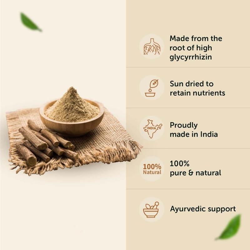 Pure Pik Organic Mulethi Powder (Licorice Root Powder) - 200g Jar for Skin Care, Face Masks & Herbal Tea | Yashtimadhu Powder for Glowing Skin & Digestive Health