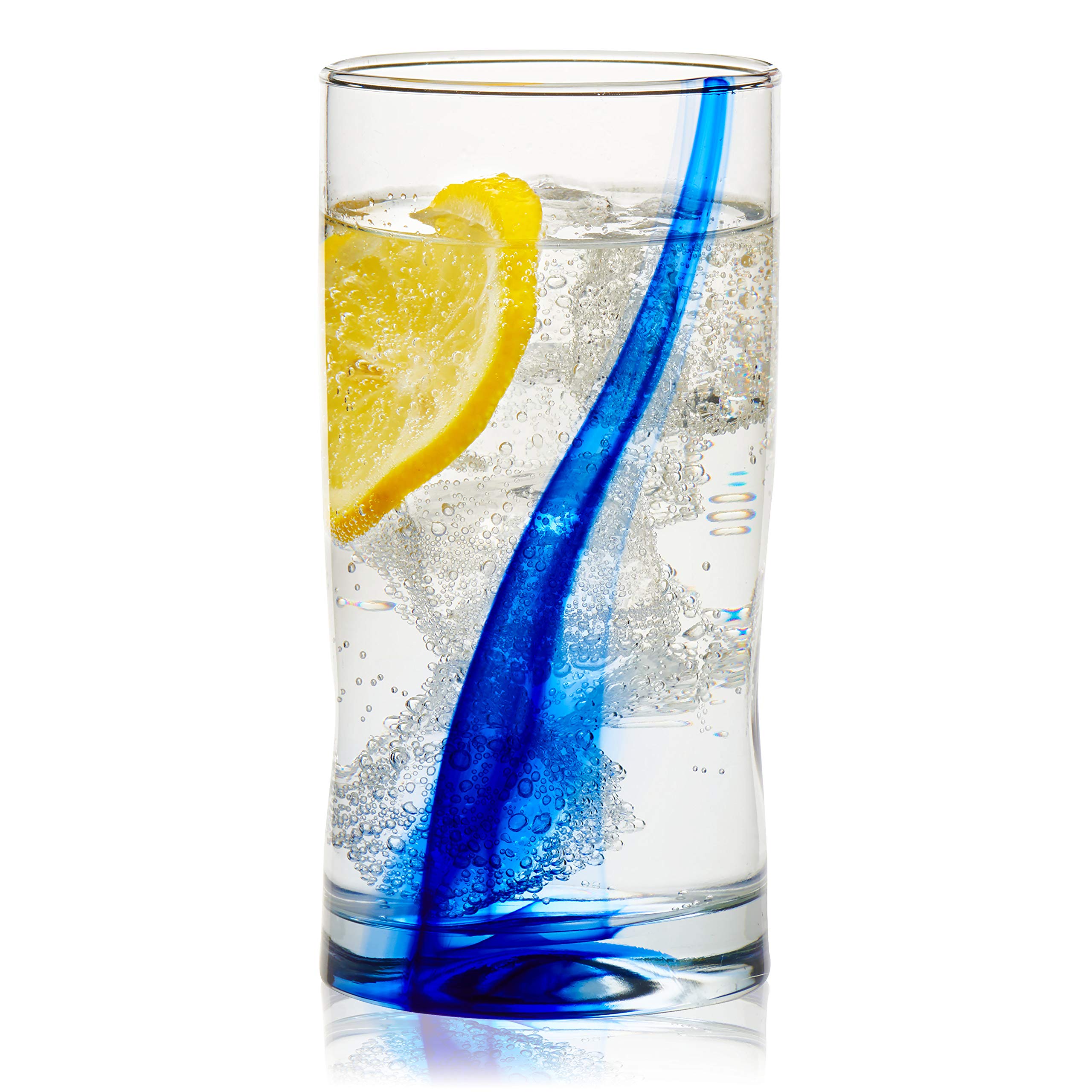 Libbey 99104 Blue Ribbon 16-Piece Glassware Set - Clear Tumbler & Rocks Glasses, Dishwasher Safe Drinkware for Cocktails, Iced Coffee & Entertaining