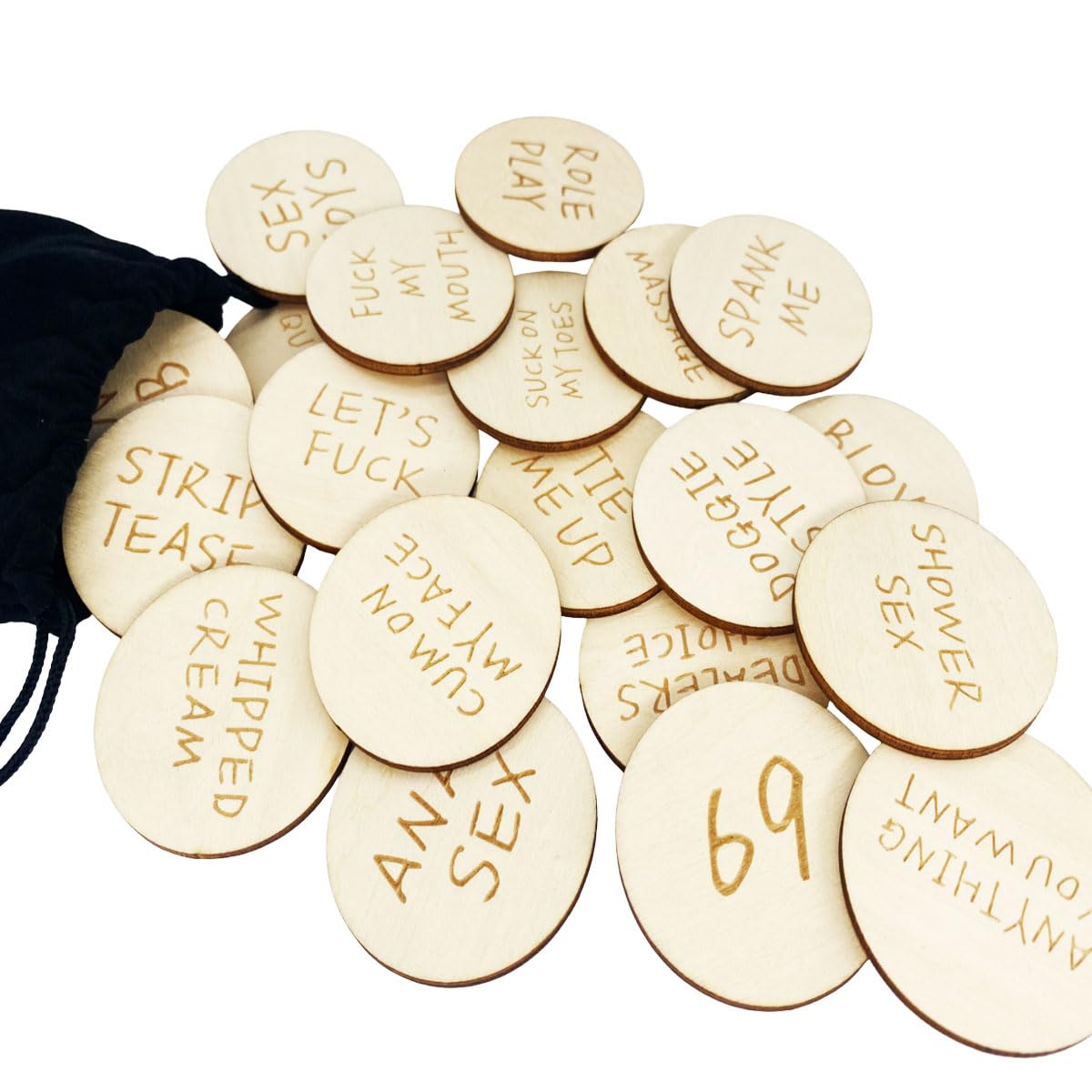 20Pcs Funny Wooden Couples Tokens - Romantic Date Night & Anniversary Gift Set for Valentine's Day, Wedding, and Relationship Games | Fun Sex & Activity Tokens for Couples (Pack 1, Round) | Perfect for Date Nights, Anniversaries, and Romantic Surprises