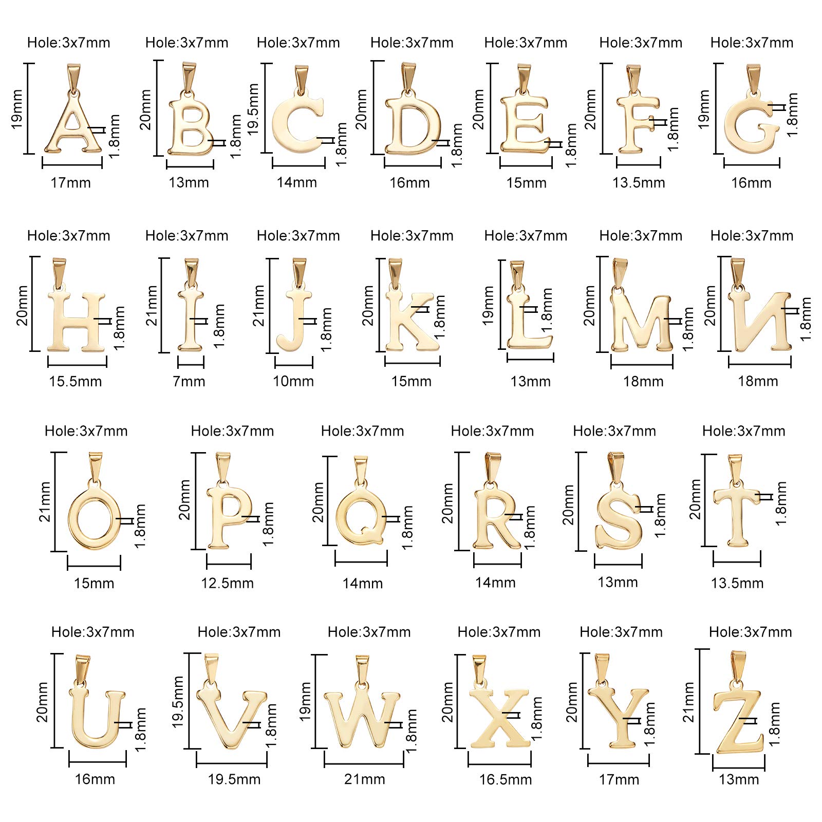 LiQunSweet 26 Pcs Gold Plated Stainless Steel Alphabet Pendant Charms - A-Z Initial Letter Beads for DIY Jewelry Making, Necklace & Bracelet Crafting - Perfect for Personalized Gifts, Scrapbooking & Home Decor