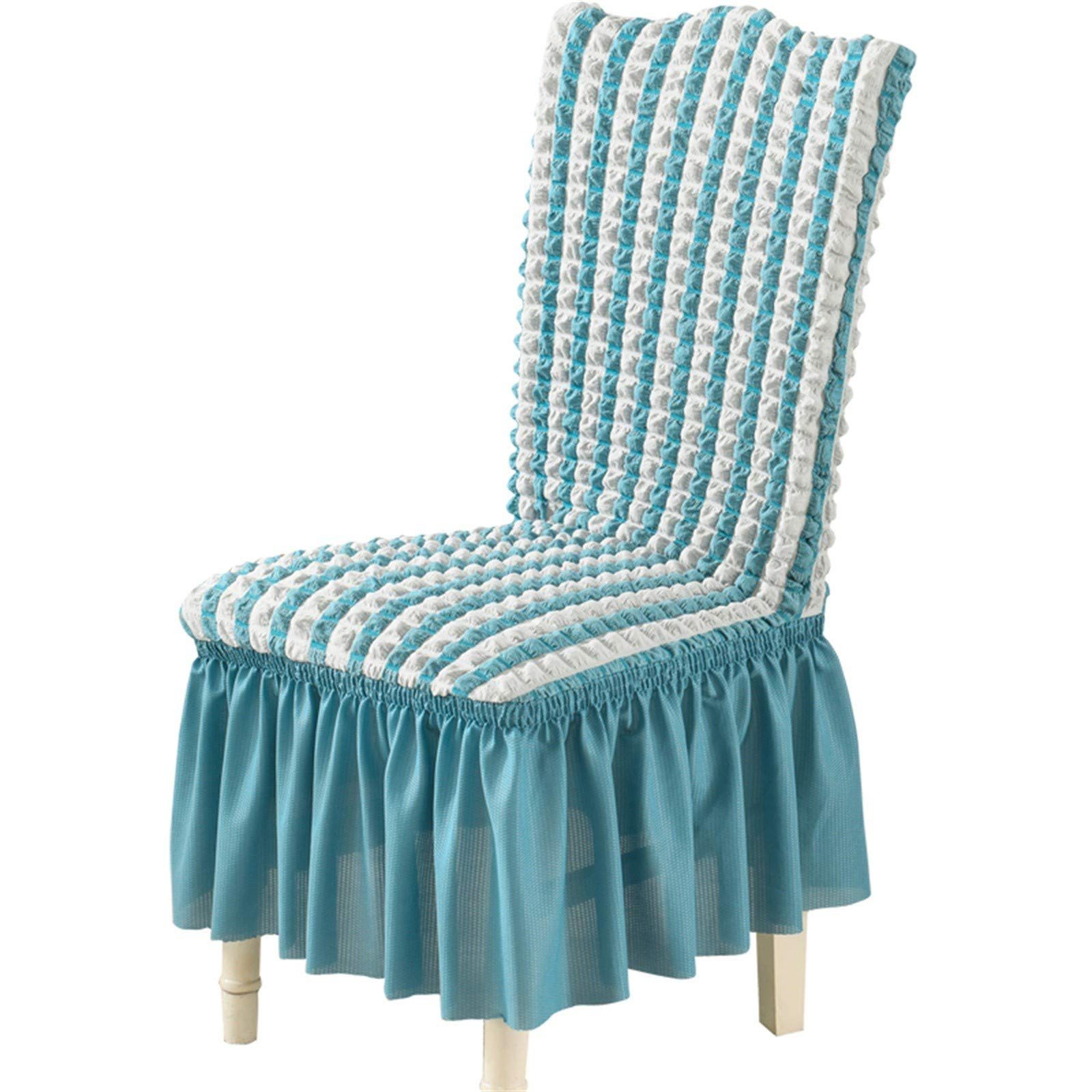 Premium Memory Foam Office Chair Cushion with Plaid Skirt & Stretch Slipcover - Thick Back & Neck Support for Ergonomic Comfort - Fits Most Dining & Office Chairs (Sky Blue, One Size) - Perfect for Home Office, Gaming & Workspaces