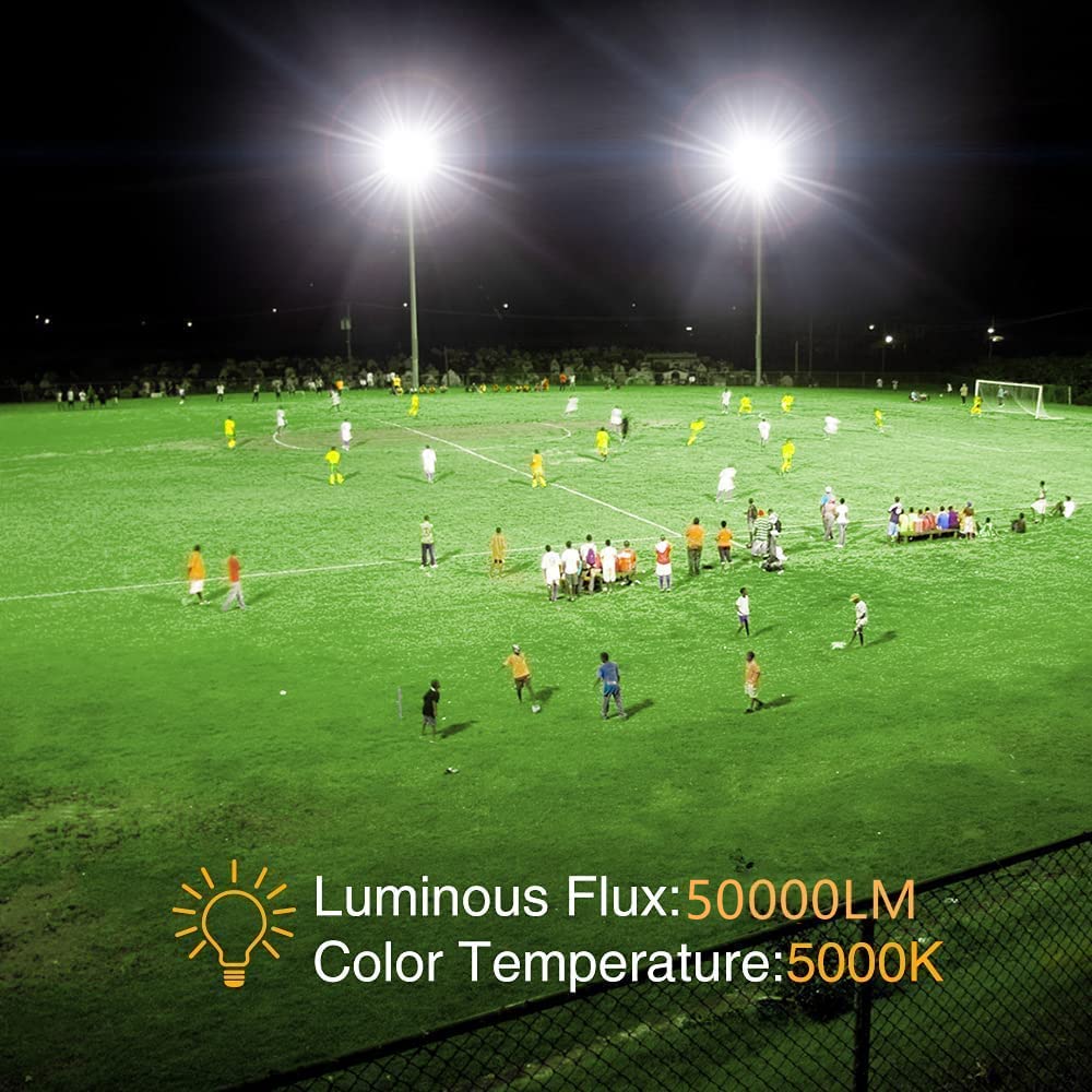 400W LED Stadium Flood Lights - 50,000LM Super Bright, 100-277V Wide Voltage, IP66 Waterproof, 5000K Daylight White - Commercial Sports Field Lighting for Football, Baseball, Tennis Courts and Outdoor Arenas