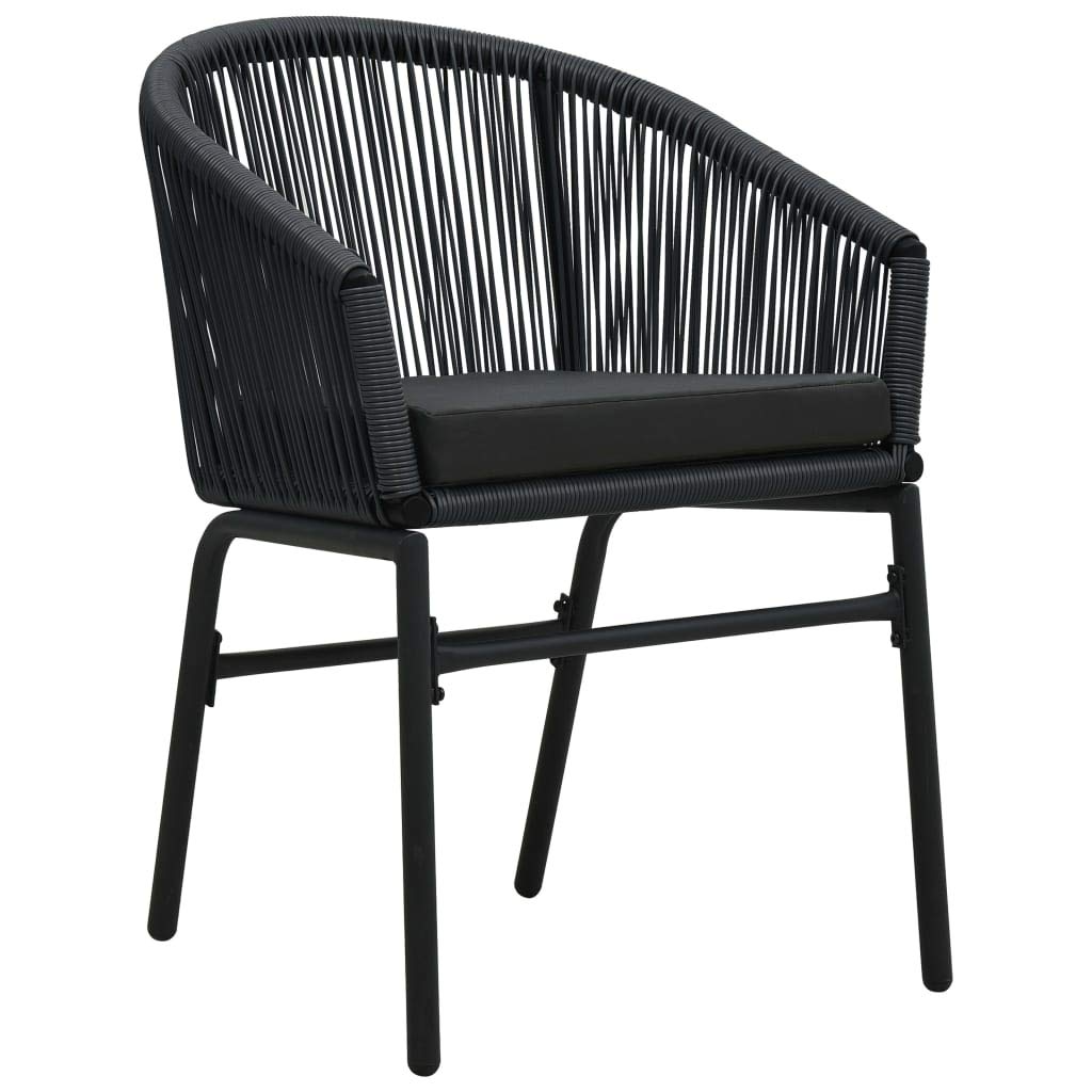 3-Piece Outdoor Bistro Set with Cushions - Black PVC Rattan Dining Table & 2 Chairs - Patio Bar Set with Round Coffee Table - Perfect for Balcony, Poolside, Backyard & Garden Entertaining