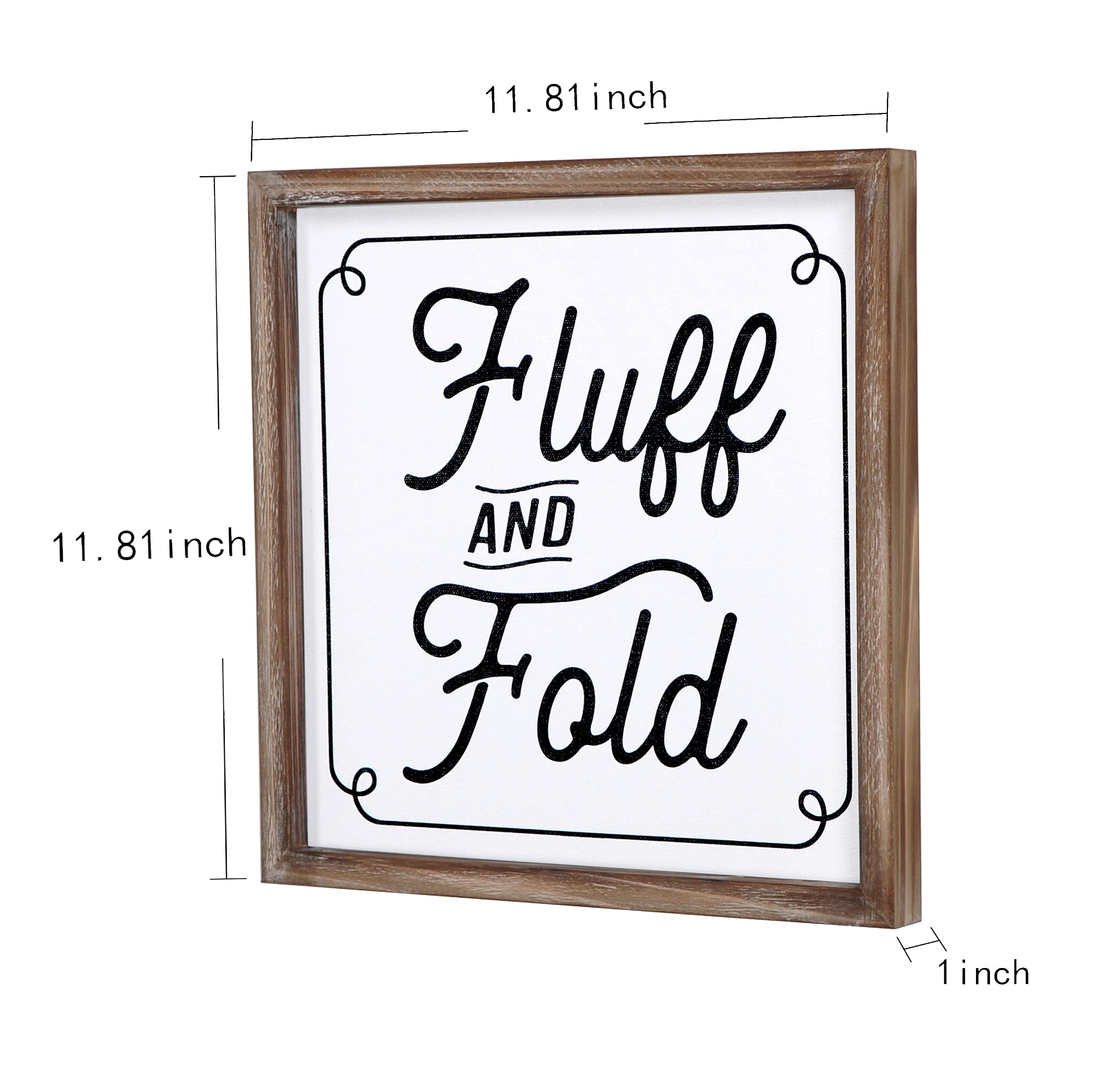 Rustic Wood Frame Fluff and Fold Laundry Sign - Modern Farmhouse Wall Hanging Decor for Laundry Room, Shelves & Tabletop | Perfect for Home, Apartment & Laundromat Decor