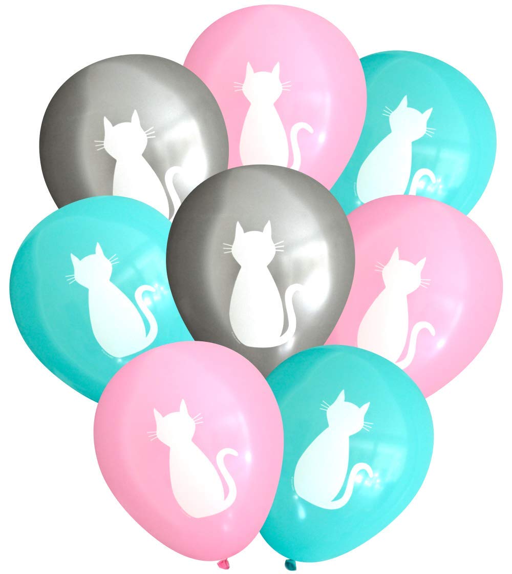 Nerdy Words Cat Latex Balloons - 16 Pack Fun Birthday Party Decorations for Cat Lovers, Science Geeks & Bookworms - Perfect for Birthdays, Baby Showers & Nerdy Theme Parties