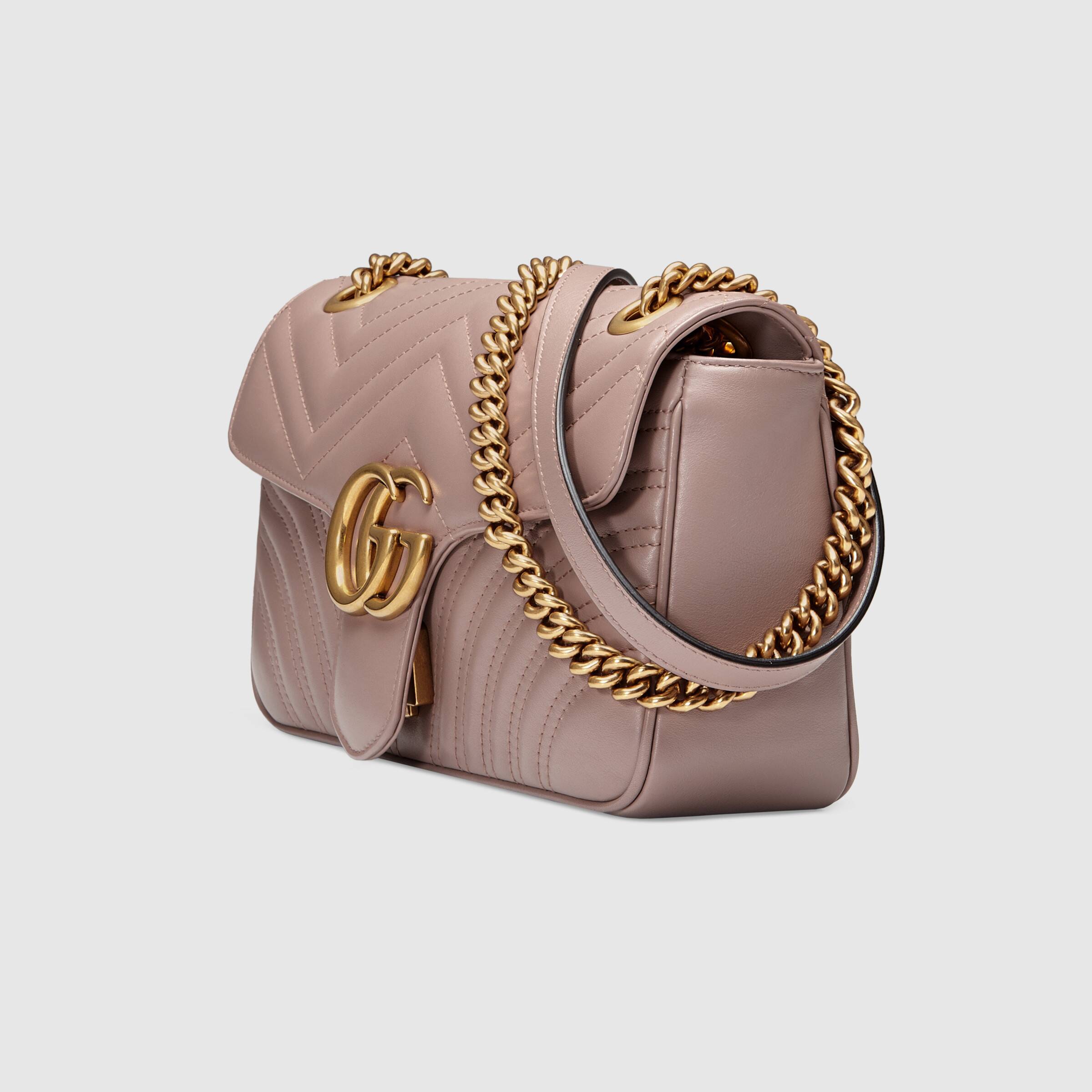 Gucci GG Marmont Small Shoulder Bag in Dusty Pink | Luxury Crossbody Purse for Women | Perfect for Date Night & Evening Events