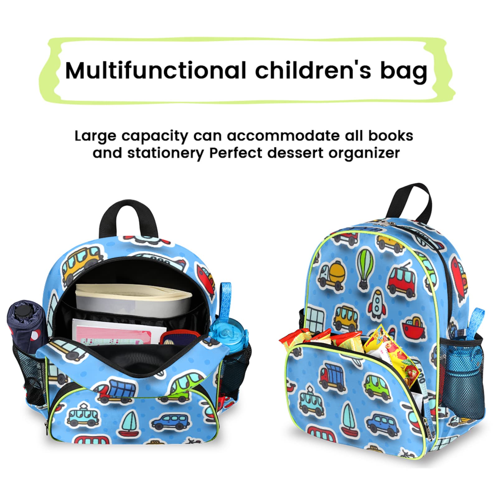 **Rocket Boat Bus Toddler Backpack for Boys & Girls - 14.2 Inch Waterproof Preschool Backpack with Chest Strap - Lightweight Mini Bookbag for Kindergarten, School & Travel - Perfect for Back to School & Daily Adventures**    *(Use Case: Ideal for daycare, preschool, kindergarten, family trips, outdoor activities, and everyday use as a stylish and functional kids' backpack.)*