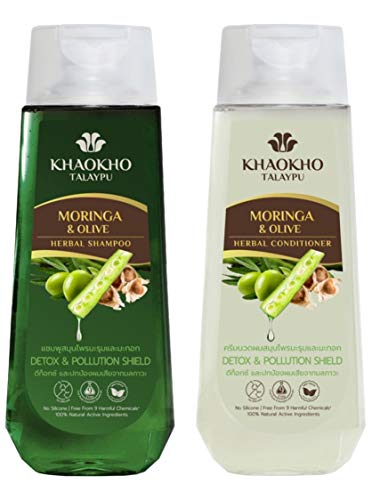 Khaokho Talaypu Moringa & Olive Herbal Shampoo & Conditioner Set - Natural Hair Care for Dry & Damaged Hair - Perfect for Daily Use & Salon Quality Results