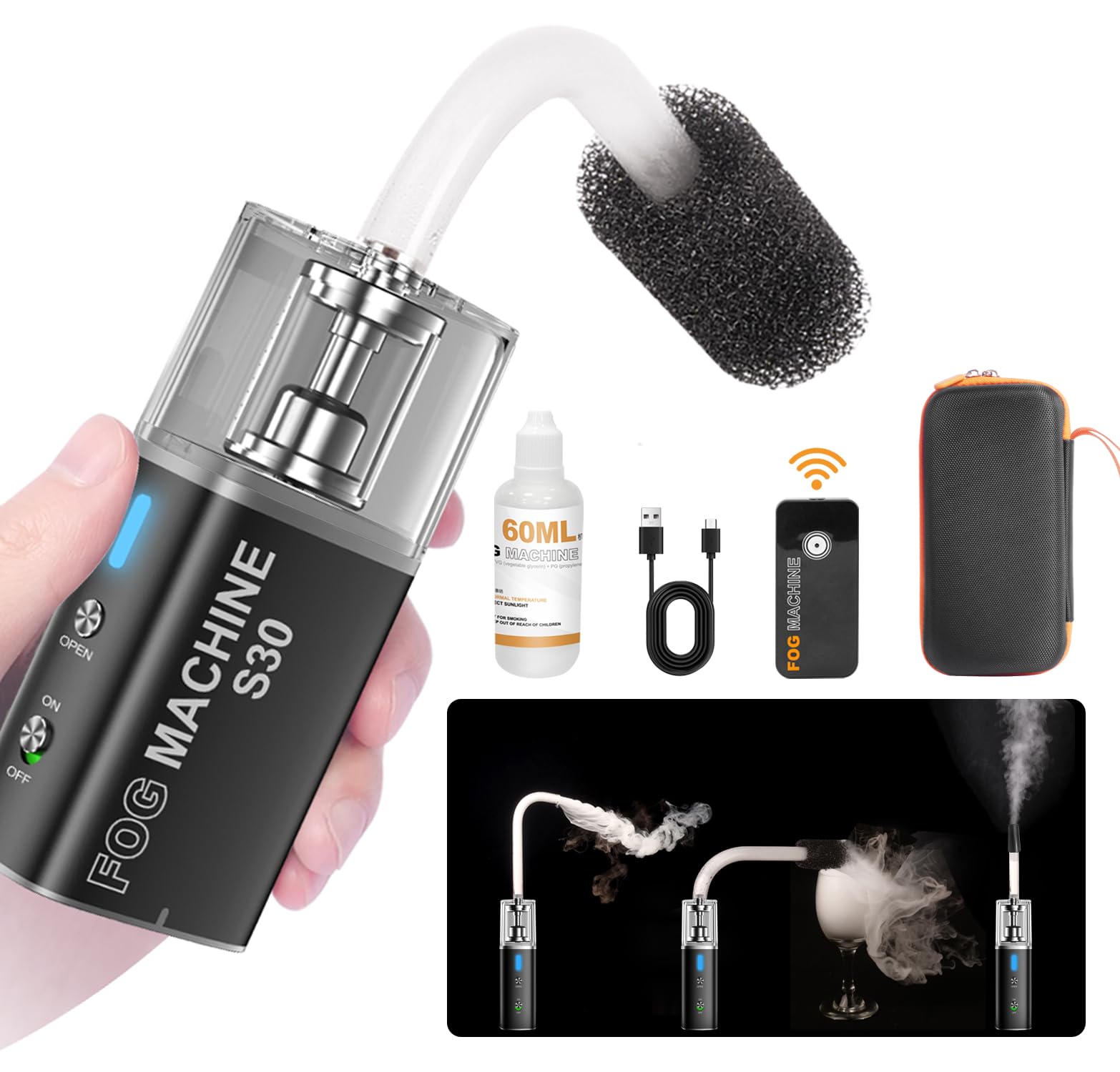 Handheld Fog Machine with Remote Control - Portable Indoor/Outdoor Smoke Machine for Photography, Halloween Parties, Father's Day Events, Stage Performances & Special Effects