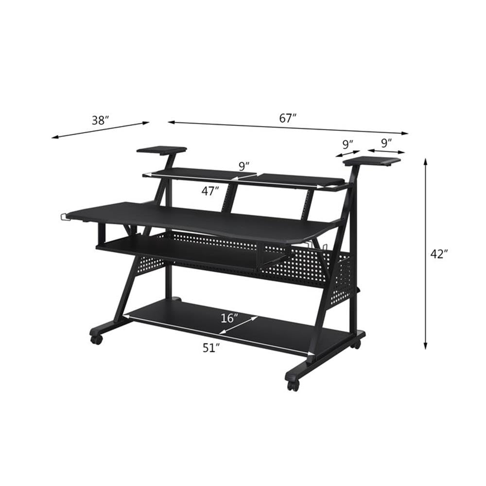Acme Furniture Adjustable Metal & Wood Music Stand with Wheels - Portable Sheet Music Holder for Piano, Violin, Guitar - Black