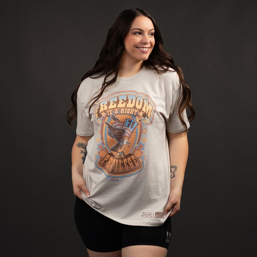Women's Freedom Is A Right Boyfriend Fit T-Shirt - Comfortable Oversized Cotton Tee for Casual Wear & Feminist Statement