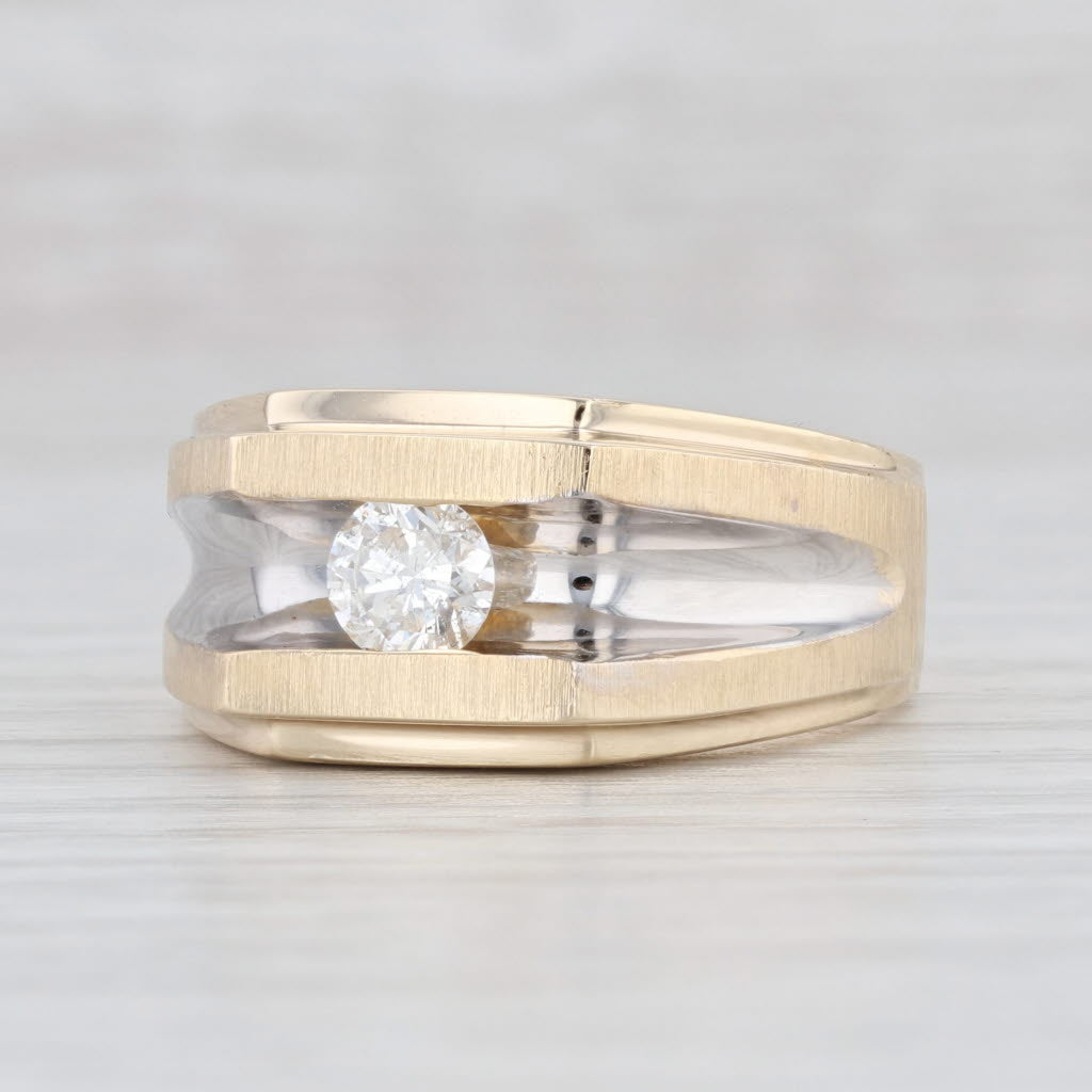 0.48 Carat Diamond Solitaire Men's Ring 14K Yellow Gold Size 10.5 Wedding Band for Engagement, Anniversary & Special Occasions