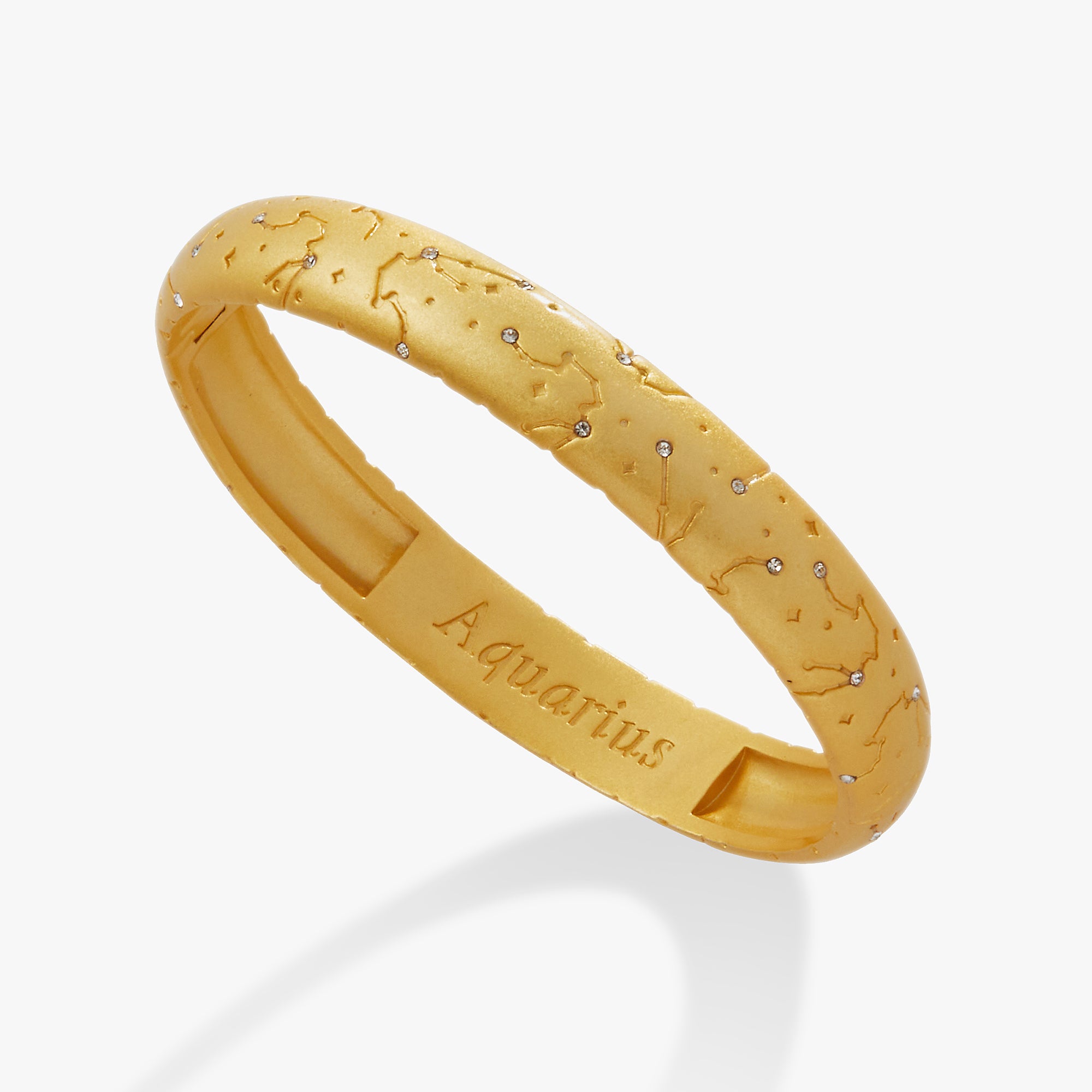 Aquarius Zodiac Sign Sterling Silver Hinge Bangle Bracelet - Perfect for Birthdays, Gifts & Everyday Wear