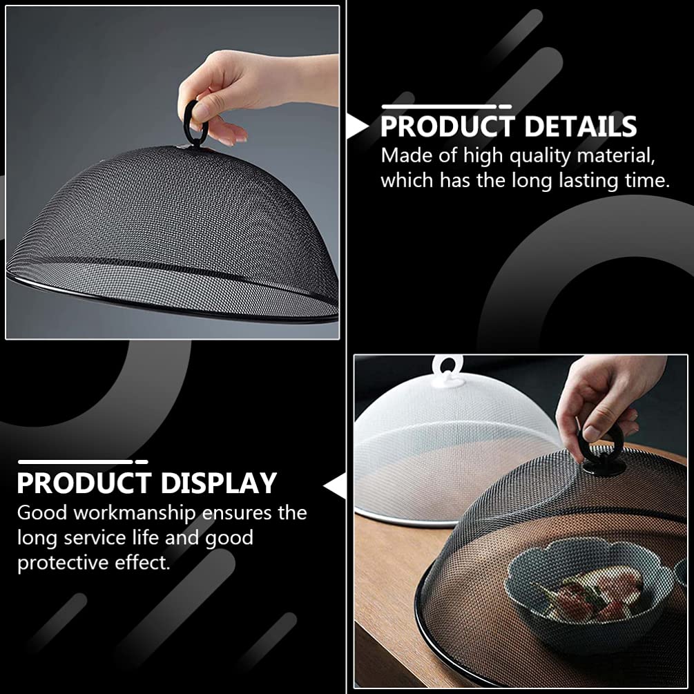 Housoutil 2-Pack Black Metal Mesh Food Covers - Reusable Outdoor Picnic Food Tent Umbrella for Flies & Bugs Protection - Perfect for BBQ, Camping, and Backyard Parties
