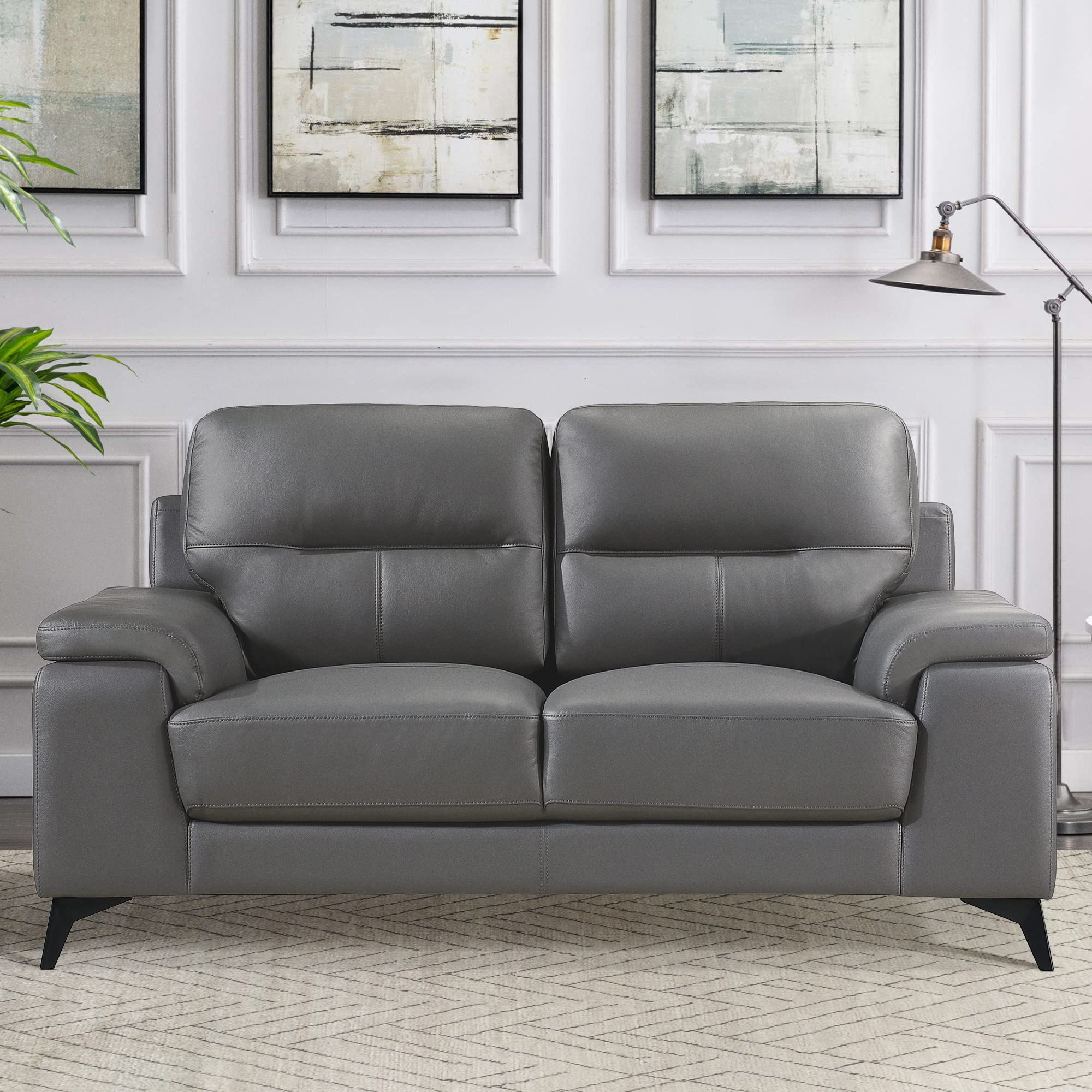 Lexicon Iglesia Modern Loveseat Sofa for Living Room - Dark Gray Upholstered 2-Seater Couch, Perfect for Small Spaces, Apartments & Cozy Home Decor