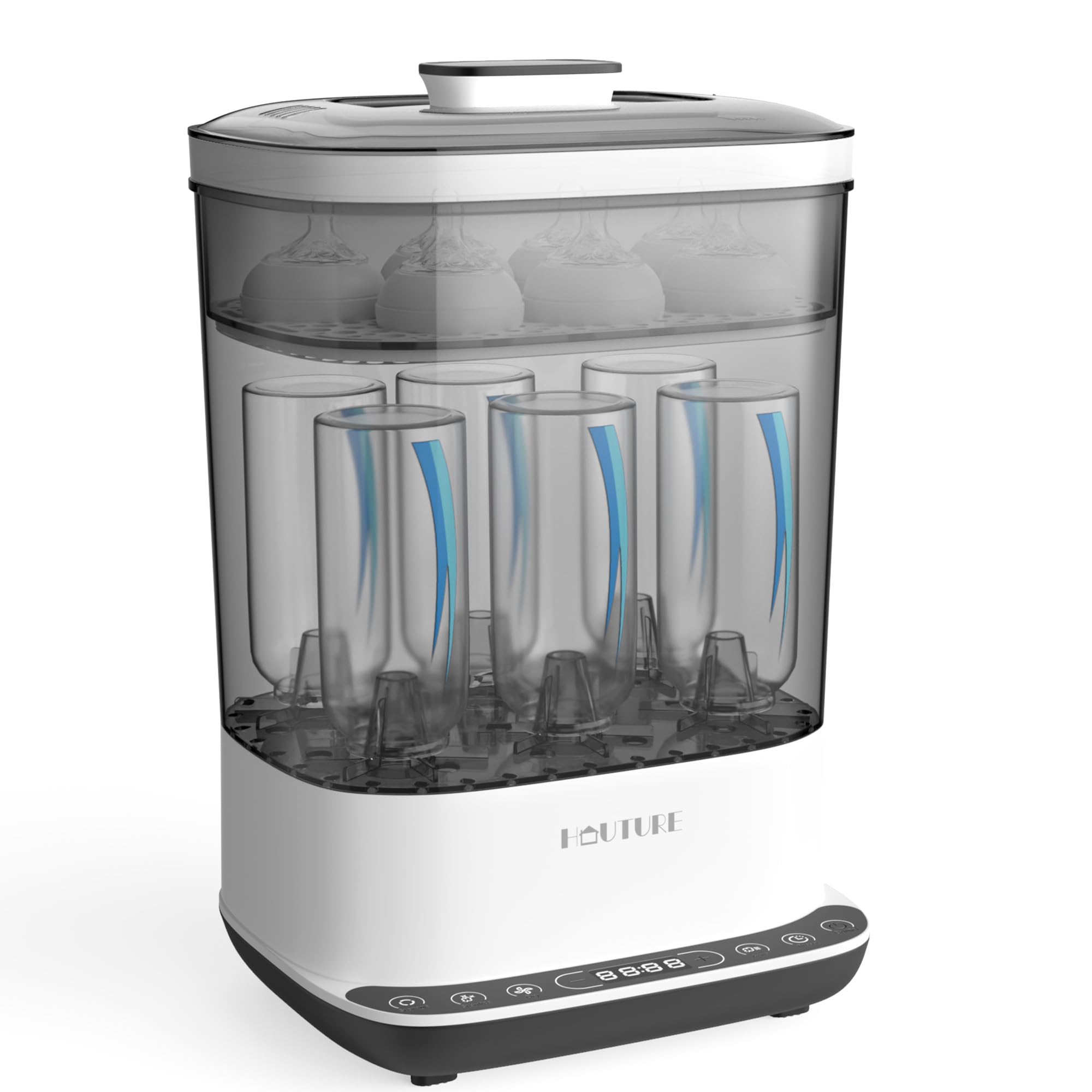 HAUTURE 6-in-1 Electric Baby Bottle Sterilizer and Dryer | Steam Sanitizer for Baby Bottles, Pacifiers, Breast Pump Parts & Accessories | BPA-Free, Fast Sterilization | Perfect for Nursery, Daycare & Travel