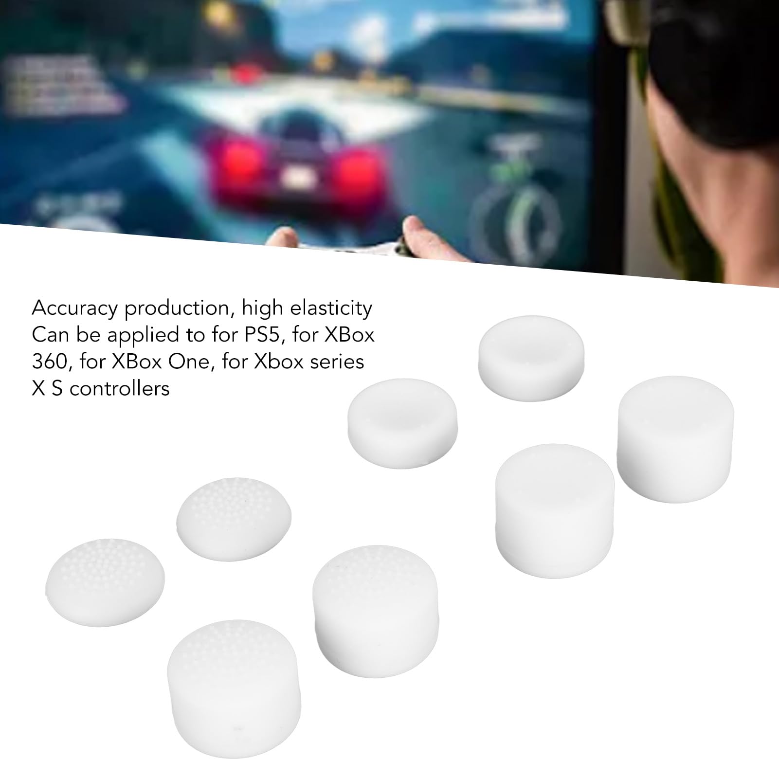 8 Pack Silicone Thumb Grip Caps for PS5 Controller - Anti-Slip Analog Stick Covers for Enhanced Gaming Comfort - Perfect for PS5, Xbox 360 & More Gaming Consoles - Ideal for Long Gaming Sessions & Competitive Play
