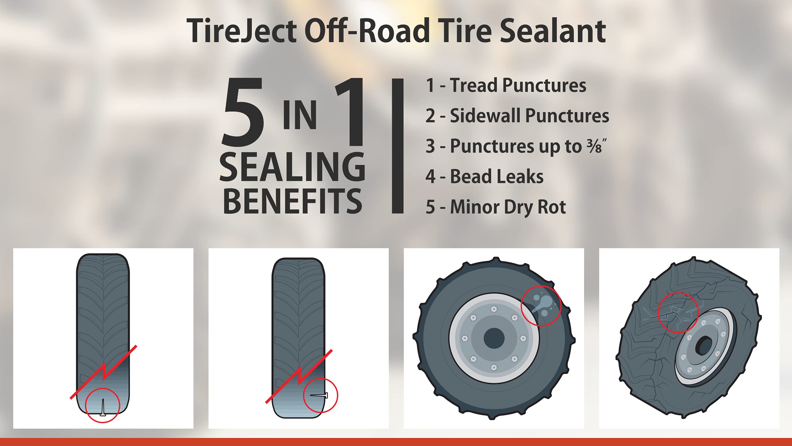 TireJect Off-Road Tire Sealant Refill - 1 Gallon (128oz) for ATV & UTV Tires | Prevents Flats & Leaks | Long-Lasting Protection | Use for Off-Roading, Trail Riding & Farm Equipment