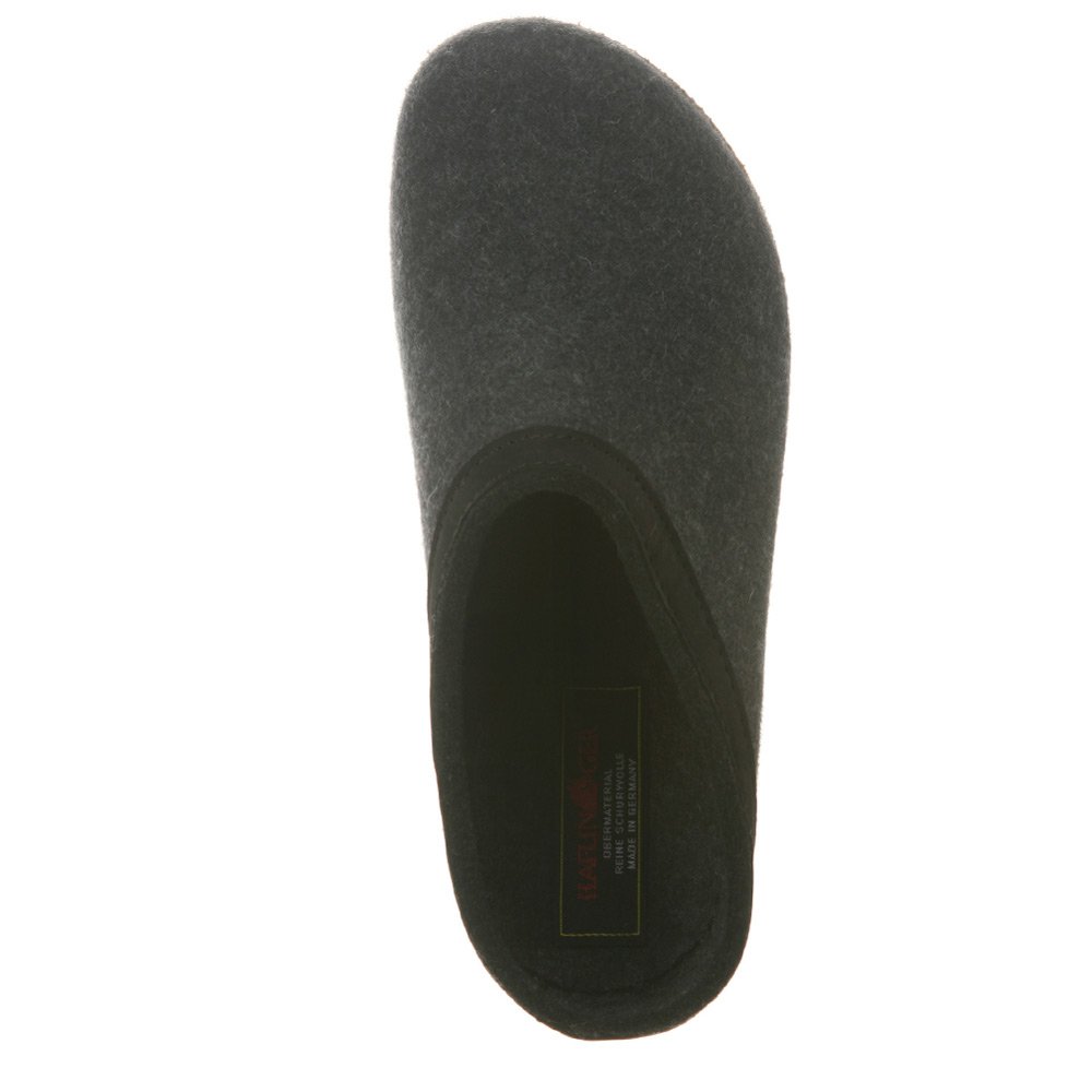 HAFLINGER Women's Charcoal Wool Slippers GZL 47 (US Men's 14) B(M) US - Cozy House Shoes for Winter Comfort & Warmth at Home