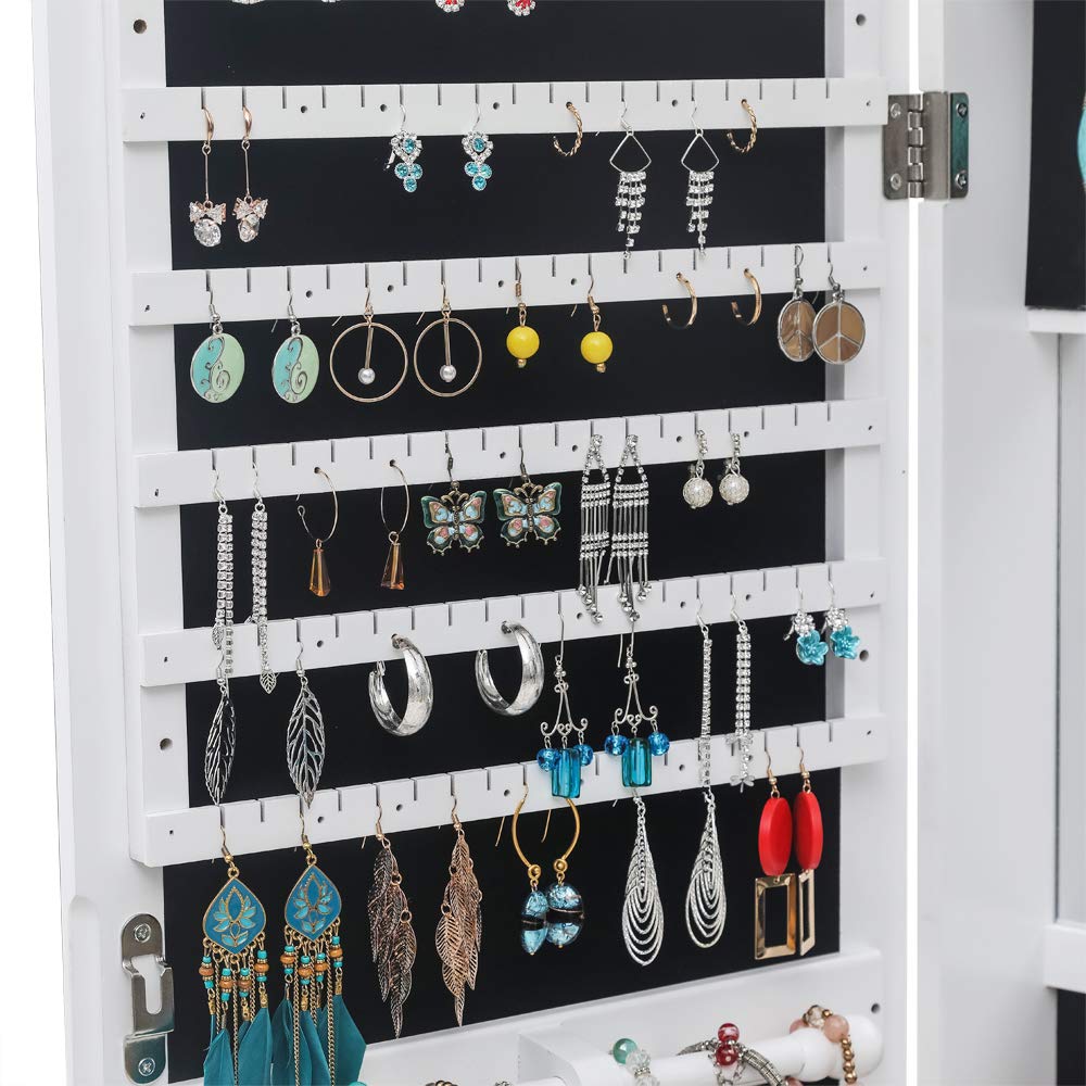 LED Jewelry Cabinet with Mirror - Lockable Wall Mounted Jewelry Armoire Organizer for Necklaces, Rings & Accessories | Perfect for Bedroom, Closet & Dressing Room Organization