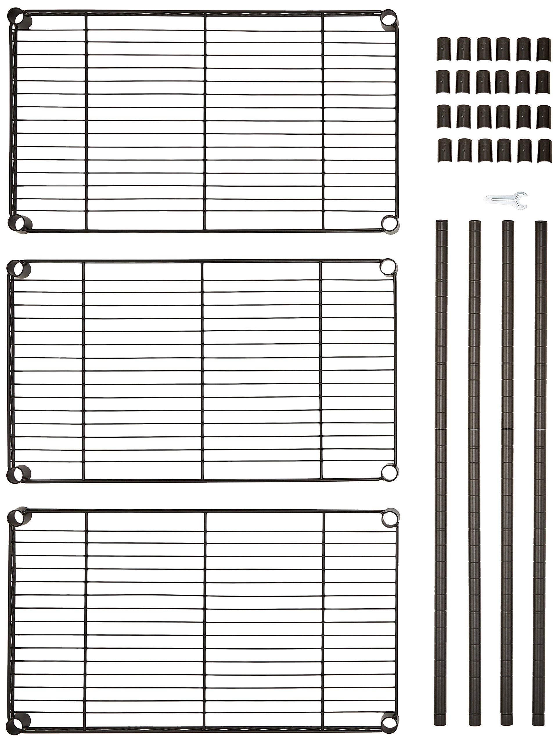 Amazon Basics 5-Shelf & 3-Shelf Adjustable Steel Storage Shelving Unit - Heavy Duty Wire Rack Organizer for Garage, Kitchen, Office - Black (Space-Saving Home & Commercial Storage Solution)