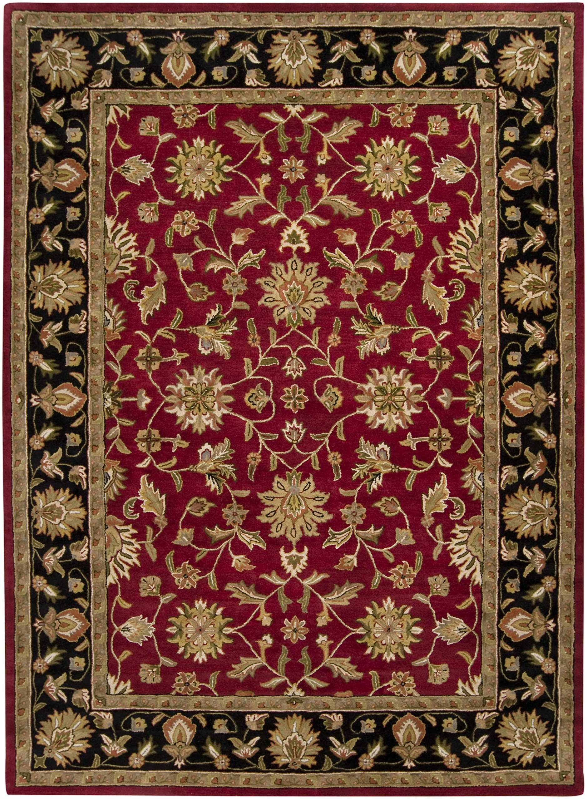 Hauteloom Porthcawl Wool Area Rug for Living Room & Bedroom - Traditional Design in Black, Brown, Red - 2' x 3' - Soft & Durable Floor Decor for Cozy Home Spaces