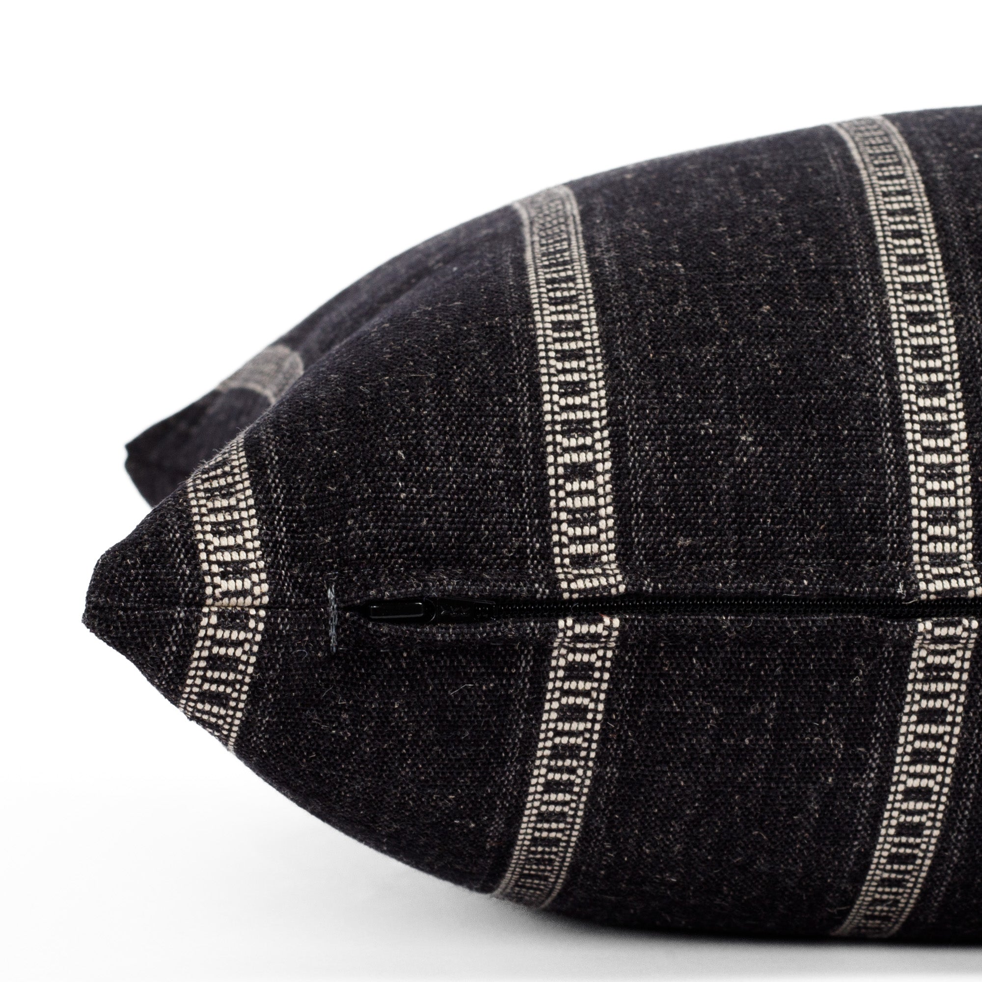 Brunswick Stripe 15x32 XL Lumbar Pillow in Onyx - Perfect for Sofa, Bed & Office Chair Support