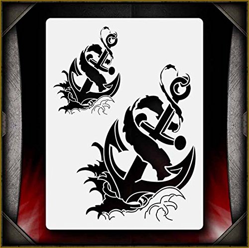 Anchors 1 AirSick Airbrush Stencil Template Kit for DIY Crafts, Nail Art & Body Painting - Professional Reusable Design Tool for Artists & Hobbyists