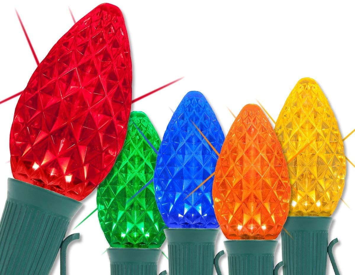 C7 OptiCore Commercial LED Christmas String Lights - 50 ft Green Wire with 50 Multicolor Twinkle Lights for Outdoor Holiday Decorations | Perfect for Rooflines, Trees, and Festive Yard Displays
