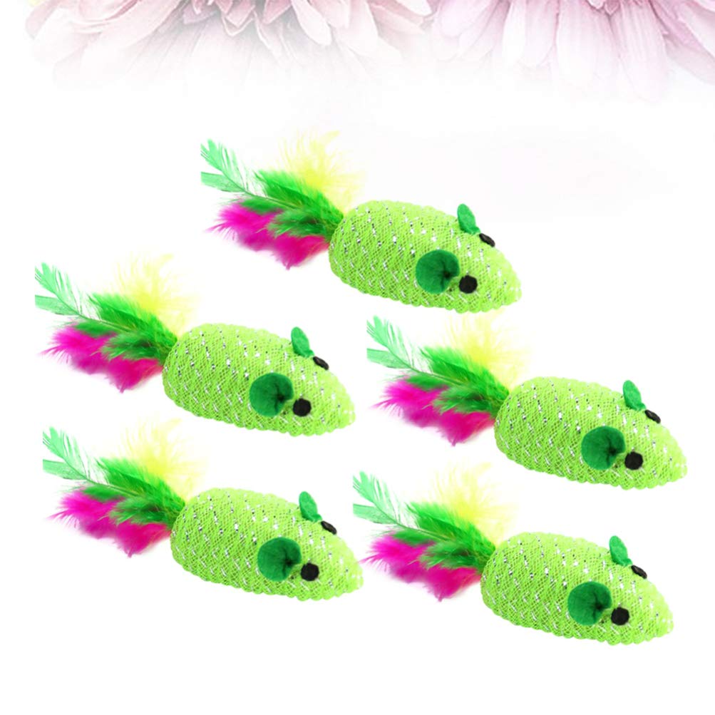 Balacoo 5pcs Interactive Kitten Toys - Plush Mice Cat Toys for Play & Exercise, Fun Teaser Toys for Kittens (Green) - Perfect for Indoor Play, Training & Bonding with Your Cat