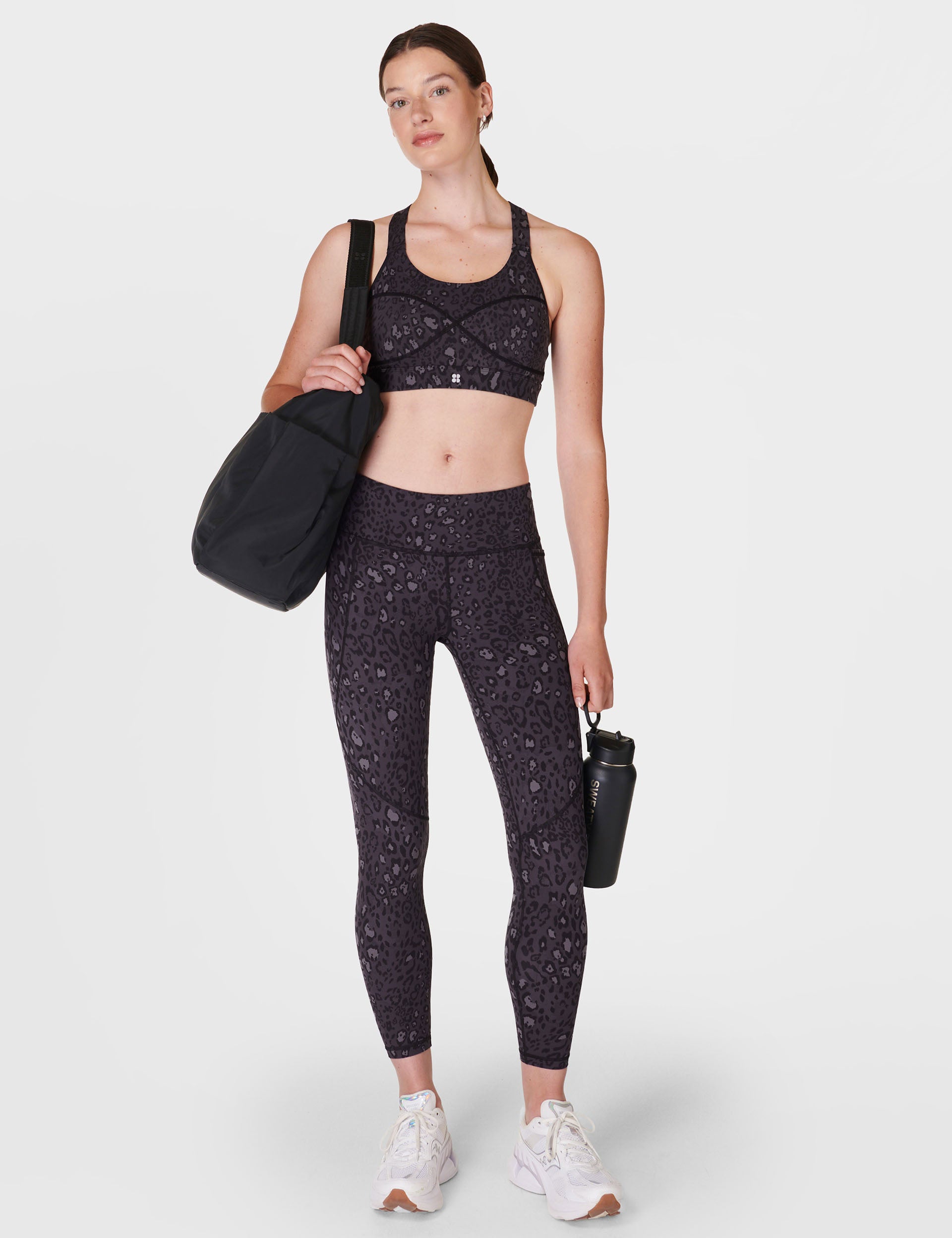 Power Medium Support Sports Bra - Black Luxe Leopard Print | High-Impact Workout & Yoga Activewear for Women | Gym, Running & Fitness Essentials