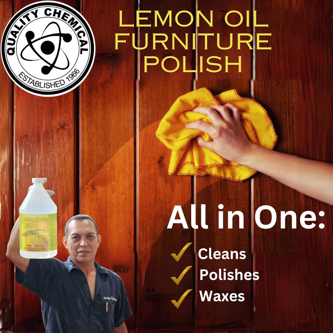 Premium Lemon Oil Furniture Polish with UV Protection - Natural Wood Cleaner & Polish for Cabinets, Tables & More - 640 oz (Pack of 1) - Ideal for Restoring Shine & Protecting Wood Surfaces at Home or Office