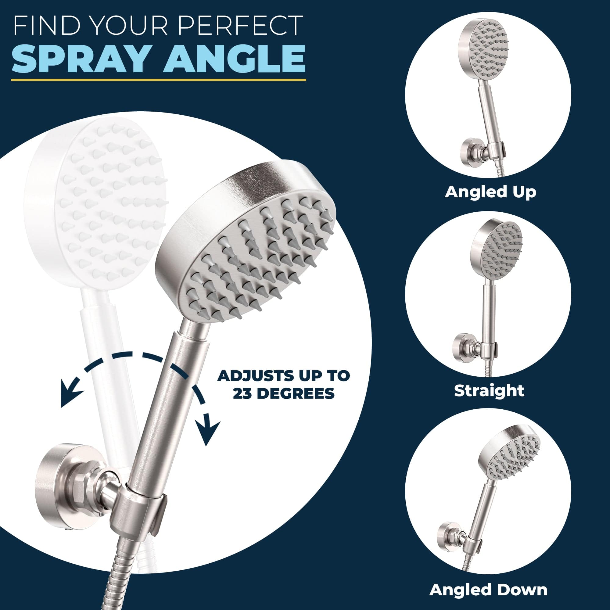 Stainless Steel Handheld Shower Head Holder - Universal Wall Mount Bracket for Bathroom, Adjustable Shower Arm with Non-Slip Grip - Perfect for Bath, Shower & Spa Relaxation