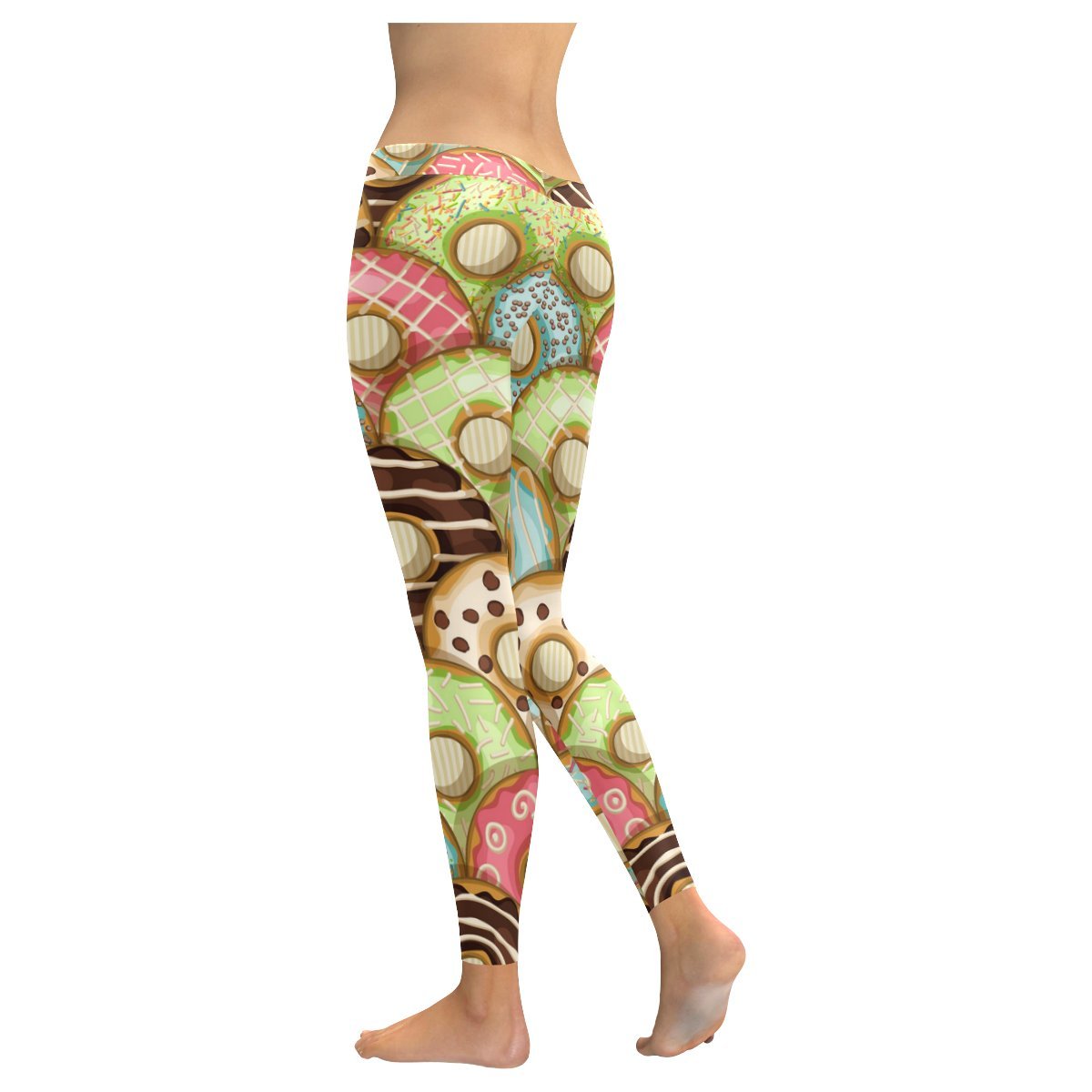 Donut Print Women's Yoga Running Leggings - High Waisted Workout Tights for Gym, Fitness & Casual Wear