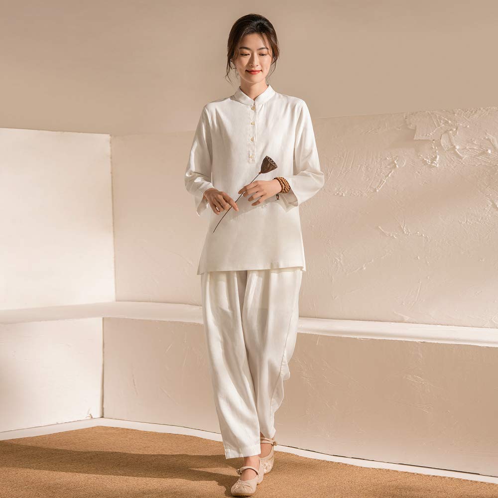 KSUA Women's Tai Chi Uniform - Traditional Chinese Zen Meditation Suit for Martial Arts, Kung Fu & Morning Exercises | Breathable Kung Fu Pants & Jacket Set for Yoga, Qigong & Relaxation