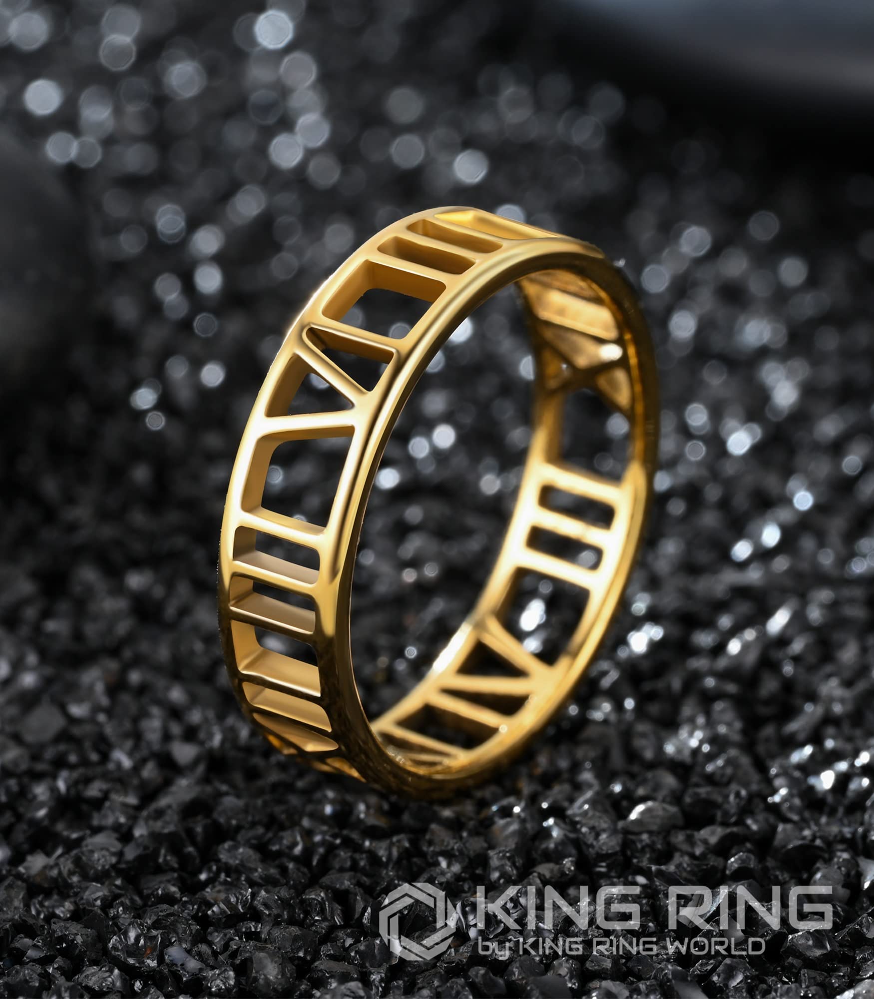 6mm Stainless Steel King Ring with Roman Numerals - Unisex Wedding Band for Men & Women - Durable USA Made Jewelry - Anniversary & Promise Ring - Perfect for Engagements, Weddings, Date Nights & Everyday Wear - Hypoallergenic & Tarnish Resistant - Ideal for Couples, Gifts & Special Occasions